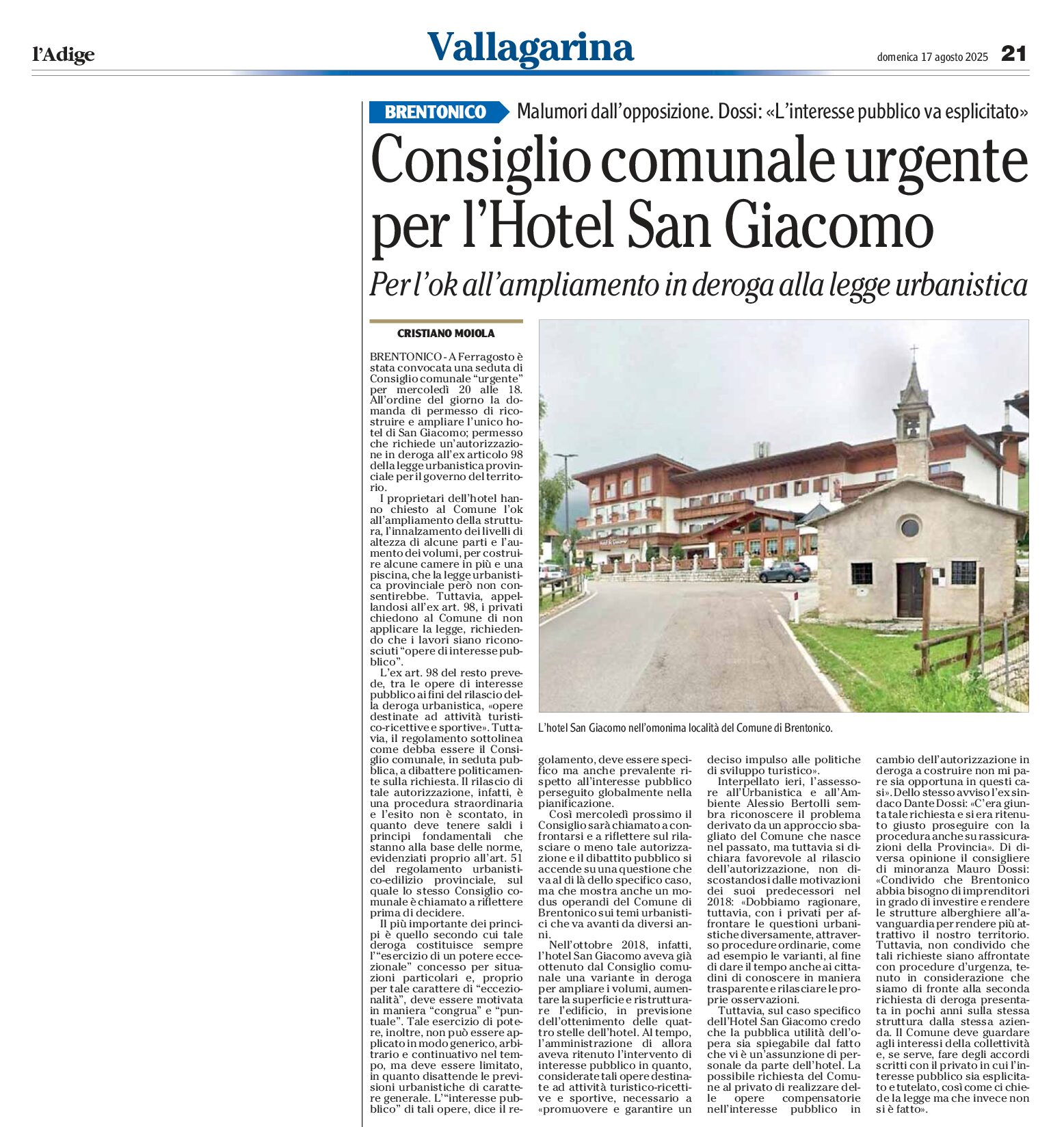 Brentonico: ampliamento hotel San Giacomo