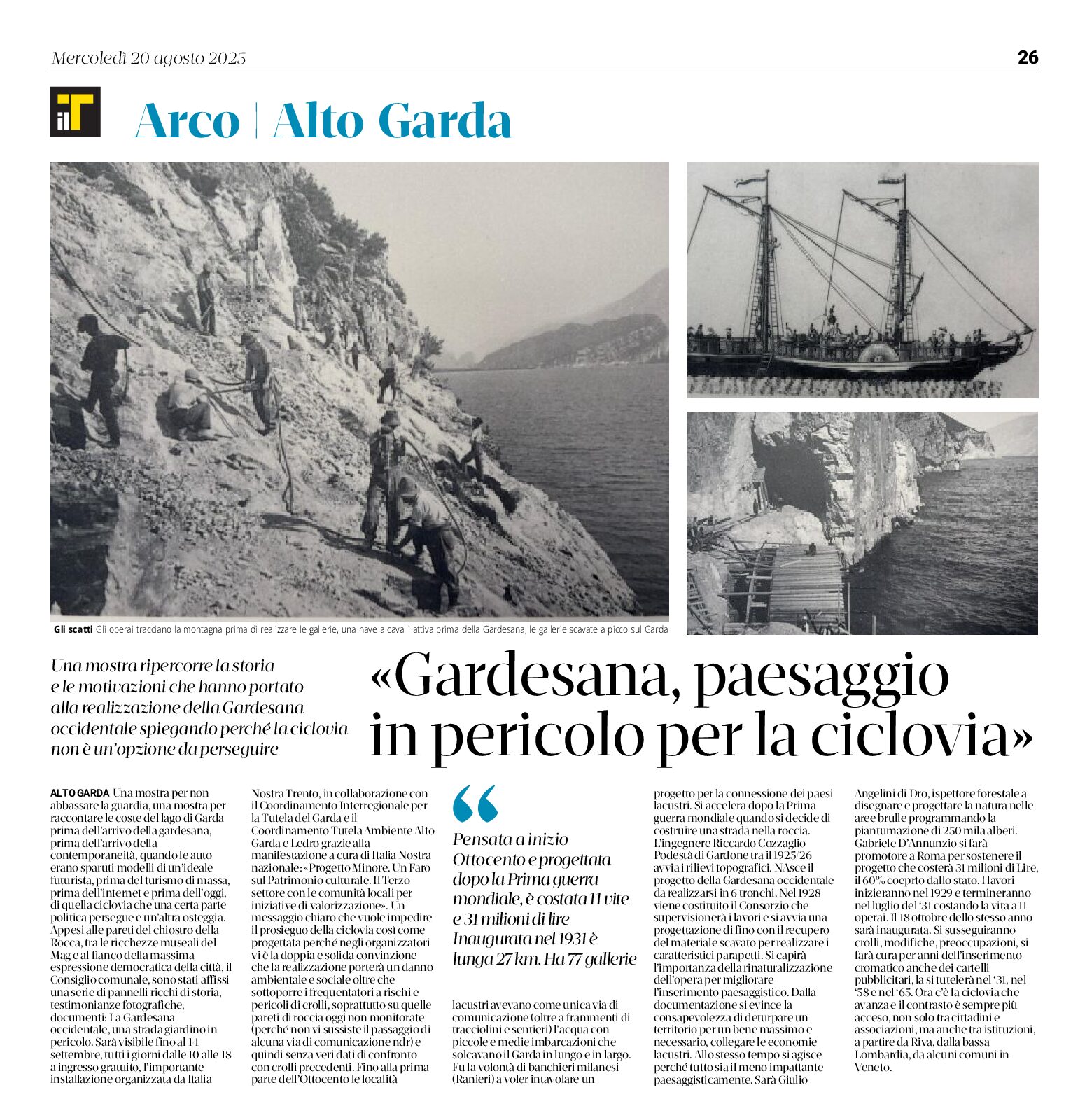Mostra al Mag di Riva: Gardesana in pericolo per la ciclovia