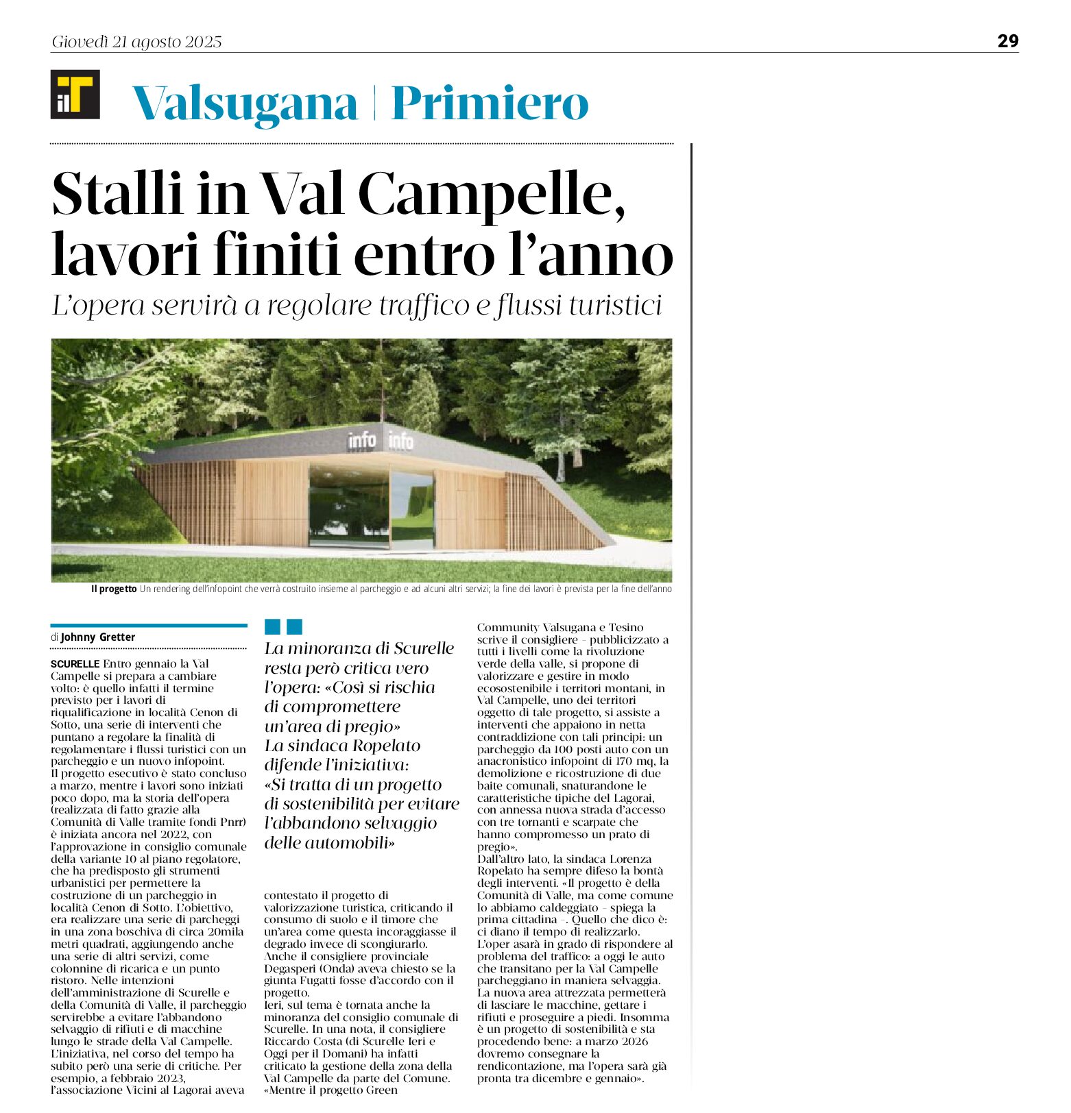 Valsugana: Parcheggio e info-point in Val Scurelle