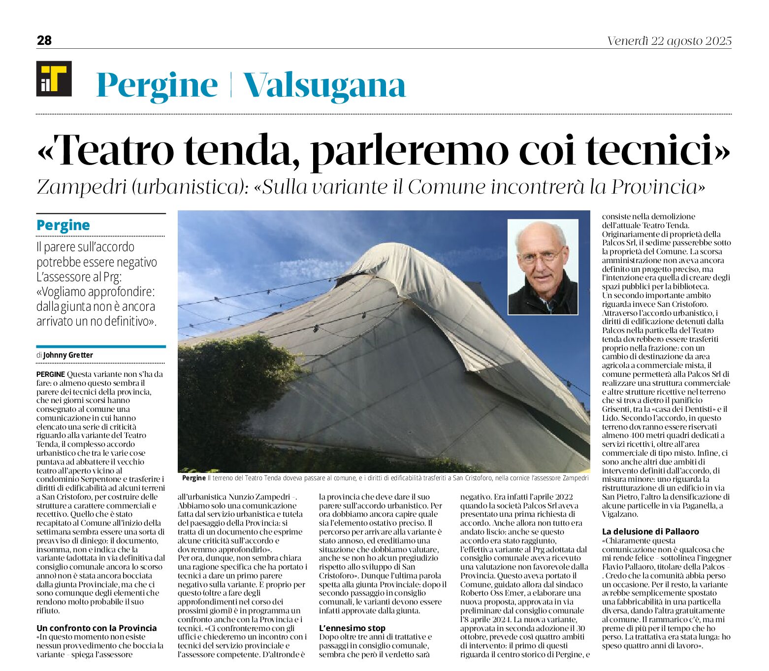 Pergine: Teatro Tenda, il Comune incrintrerà la Provincia