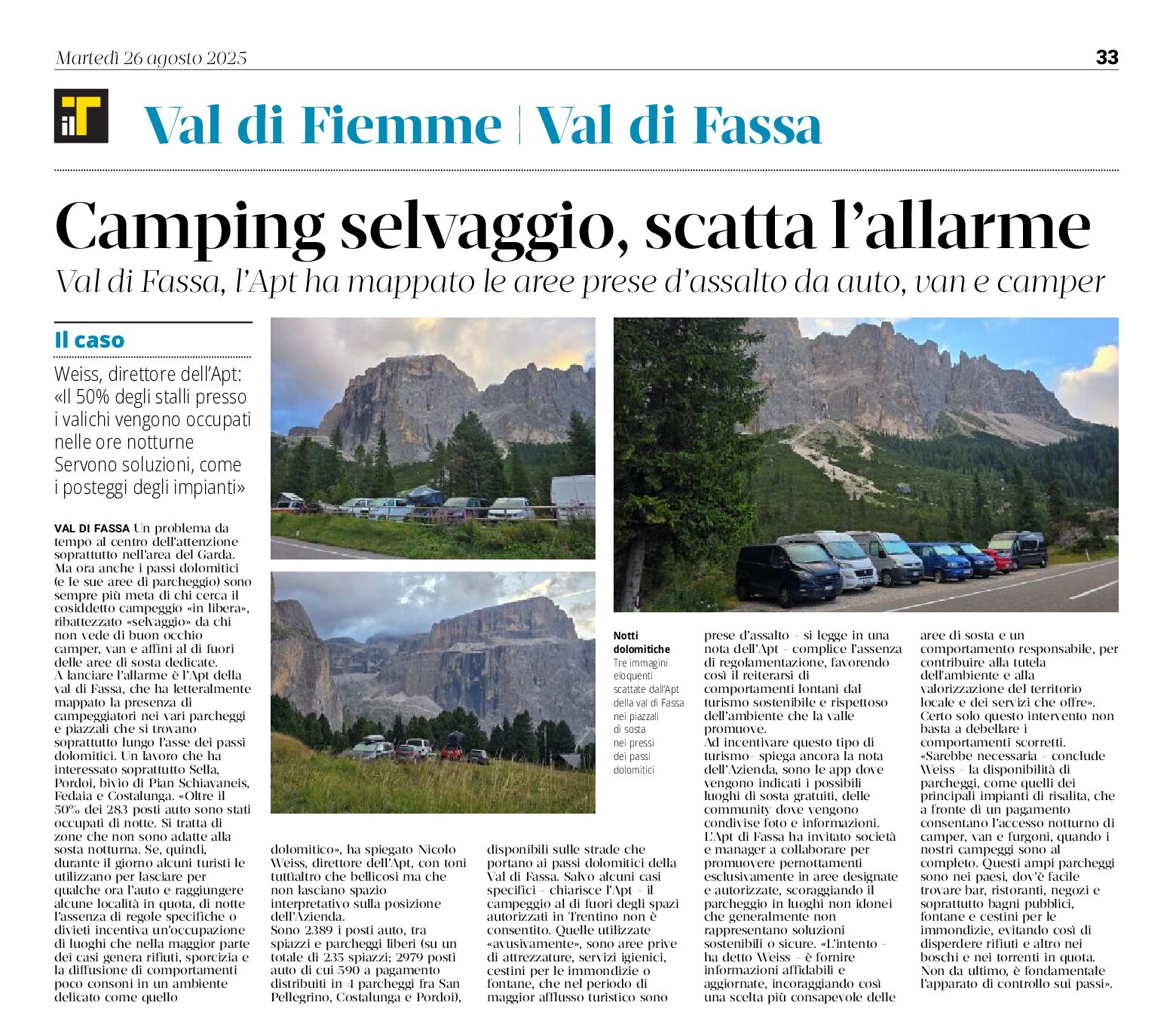 Val di Fassa: camping selvaggio, scatta l’allarme