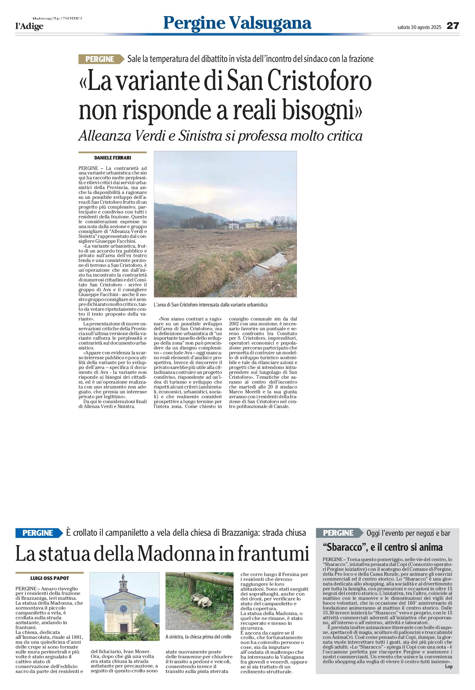 Pergine: Variante di San Cristoforo