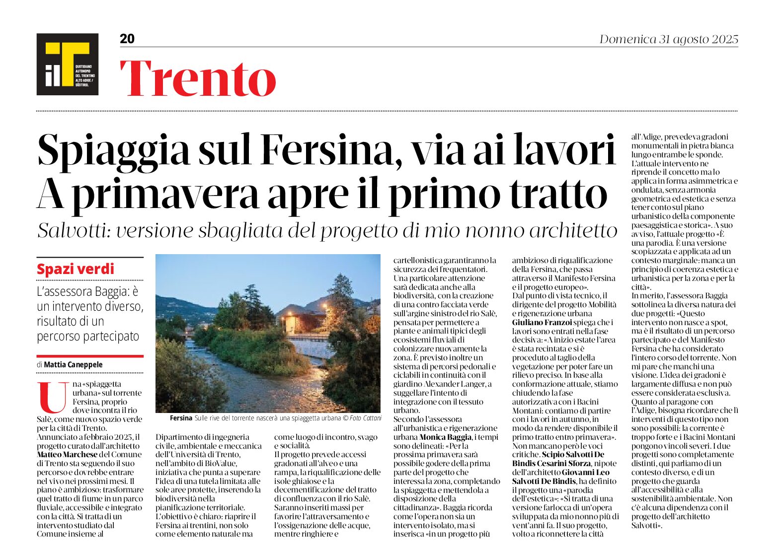 Spiaggia sul Fersina, lavori a primavera