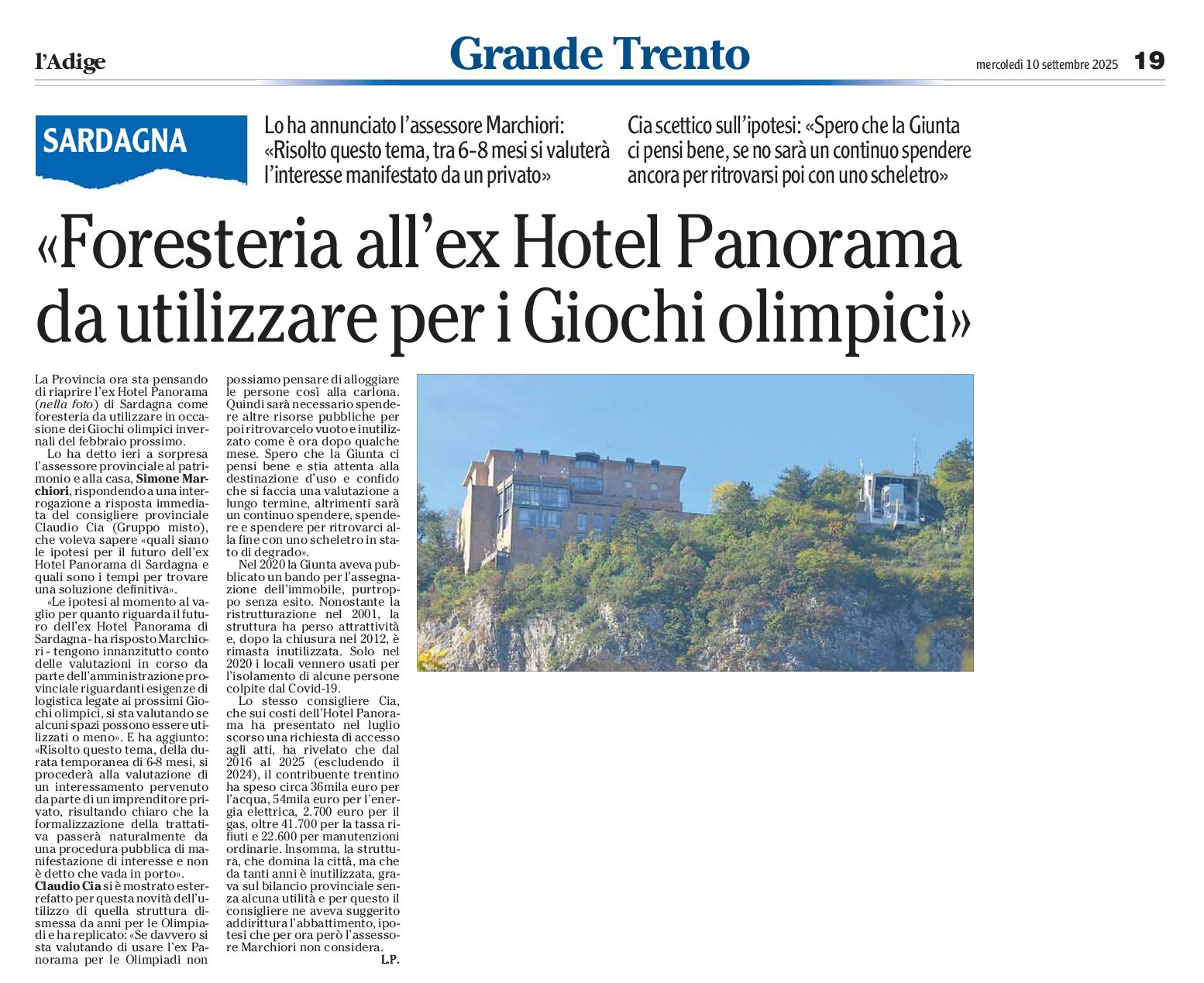 Sardagna: foresteria all’ex hotel Panorama