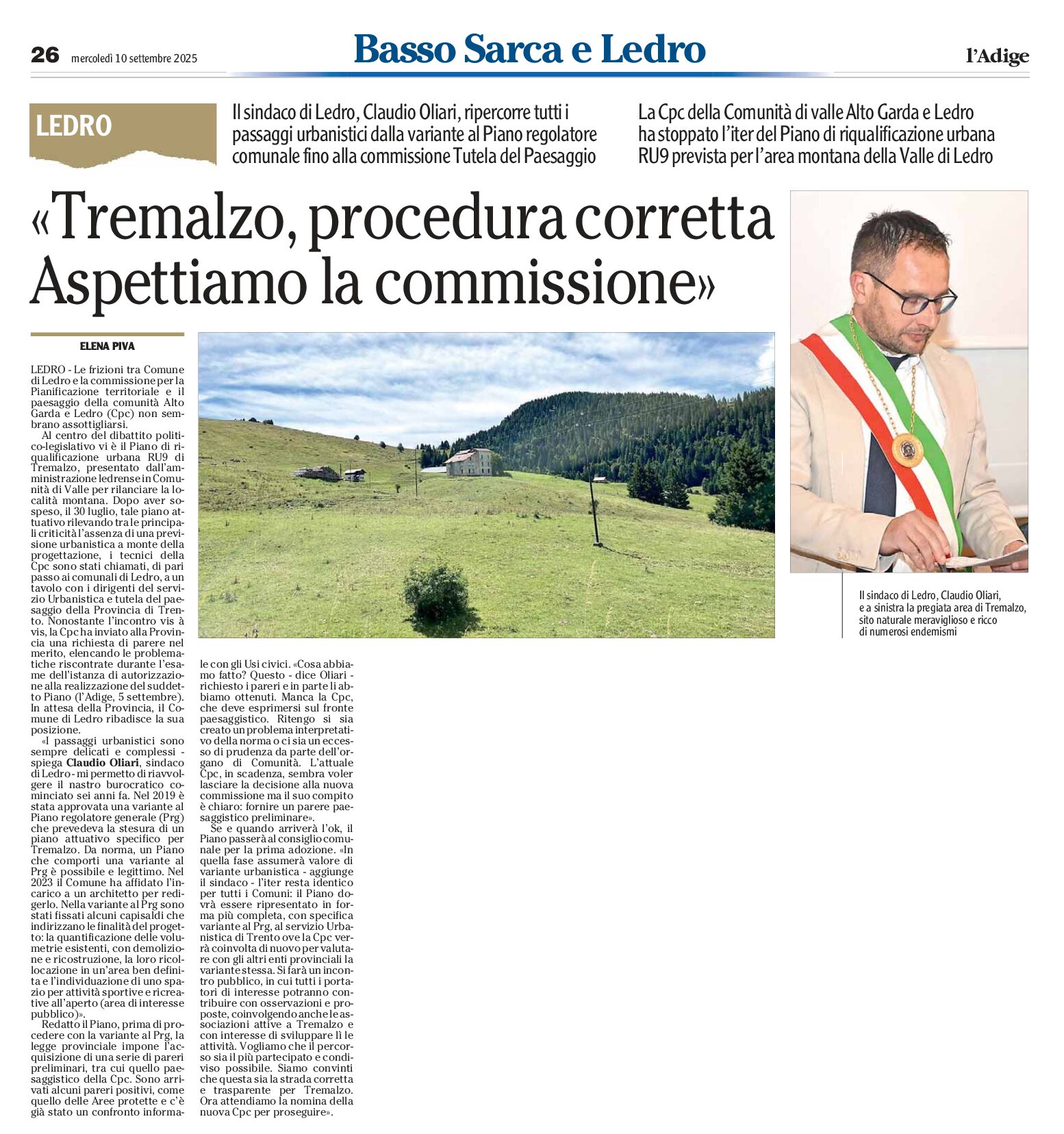 Ledro: la Cpc ha stoppato il piano di riqualificazione