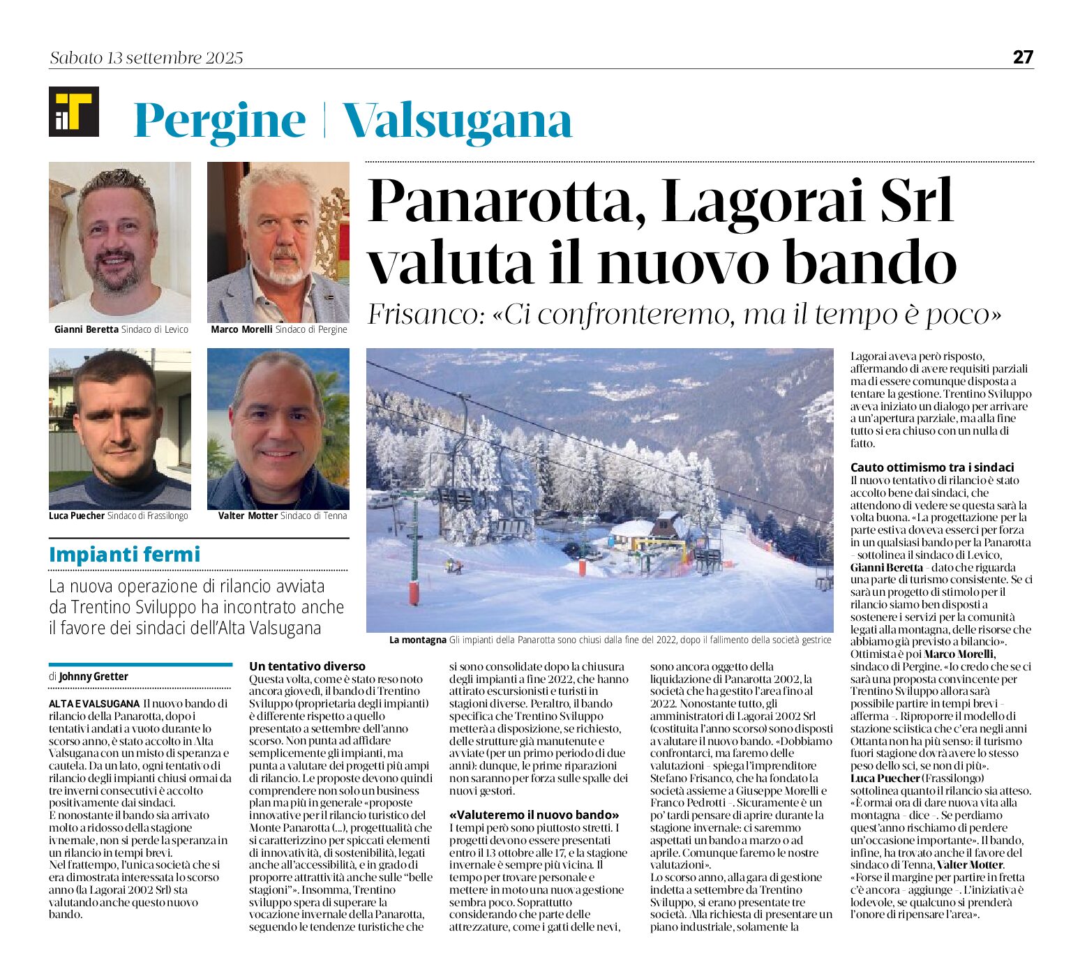 Panarotta: si valuta il nuovo bando