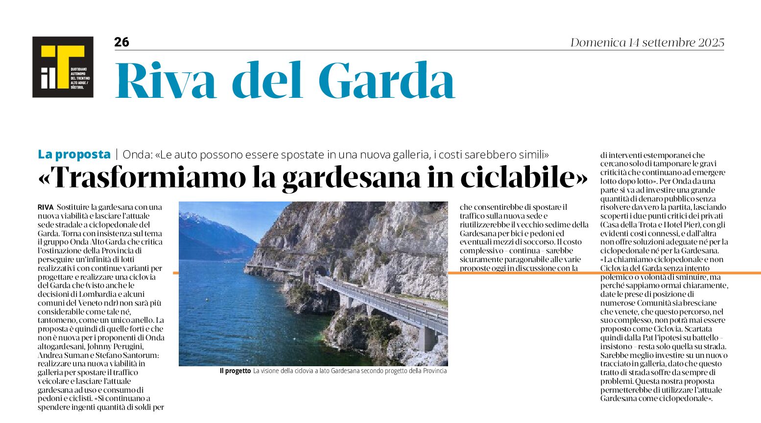 Trasformiamo la Gardesana in ciclabile