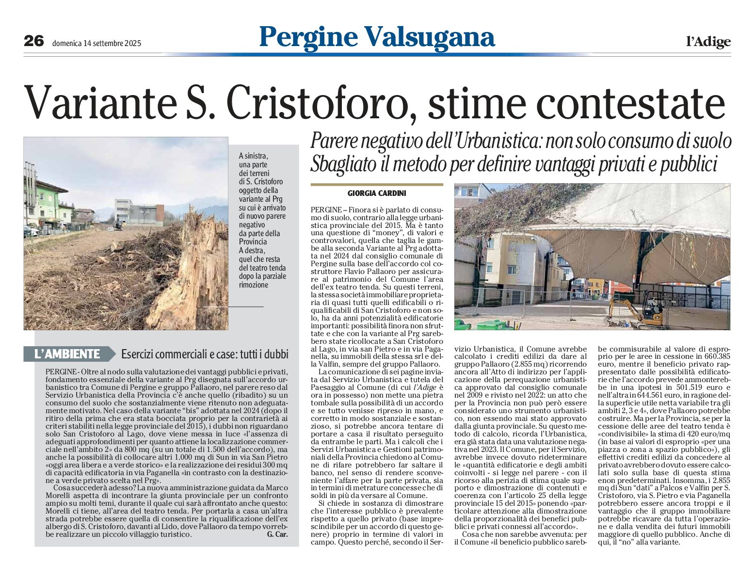 Variante di San Cristoforo: stime contestate