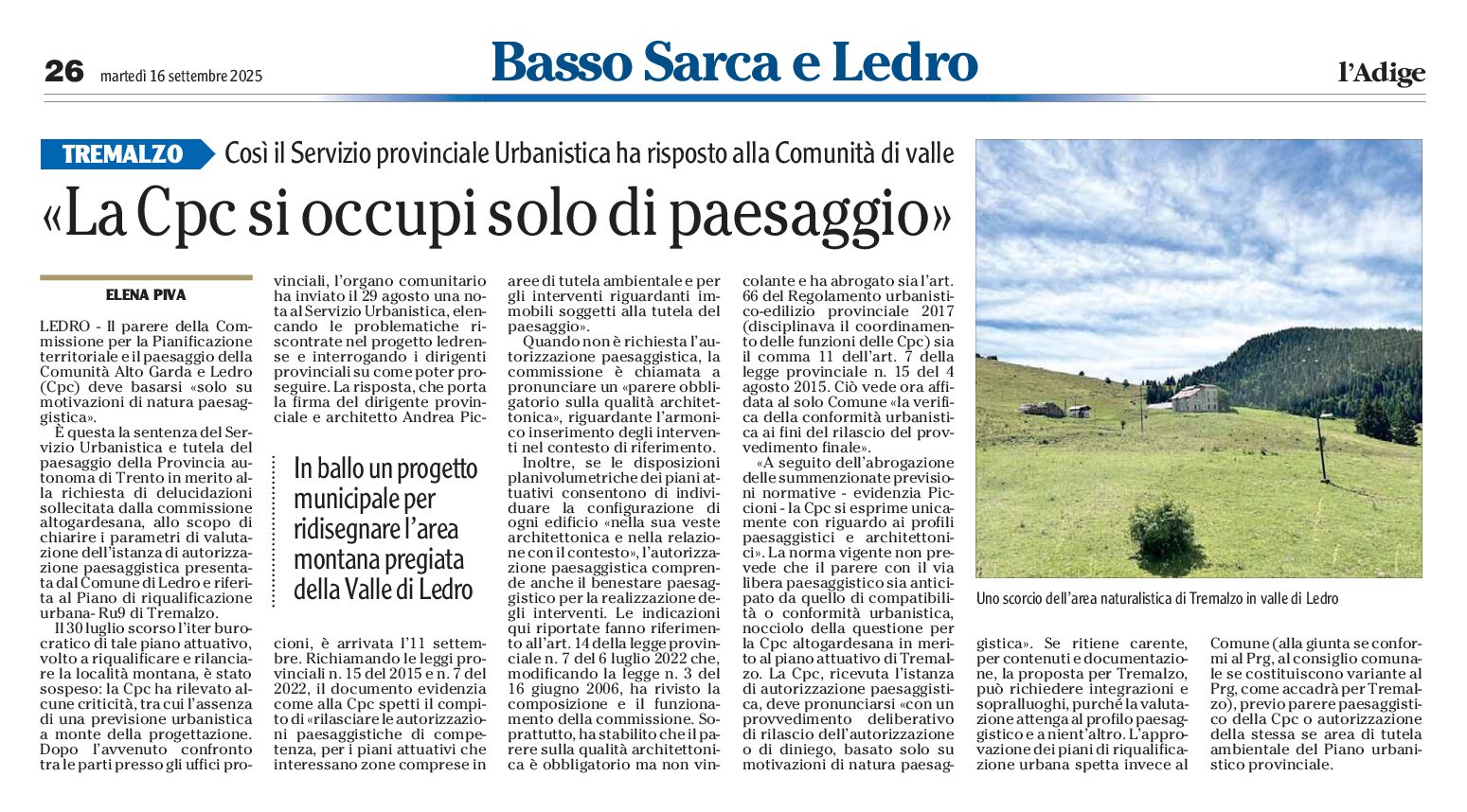 Parere della Pat sulle competenze delle Cpc