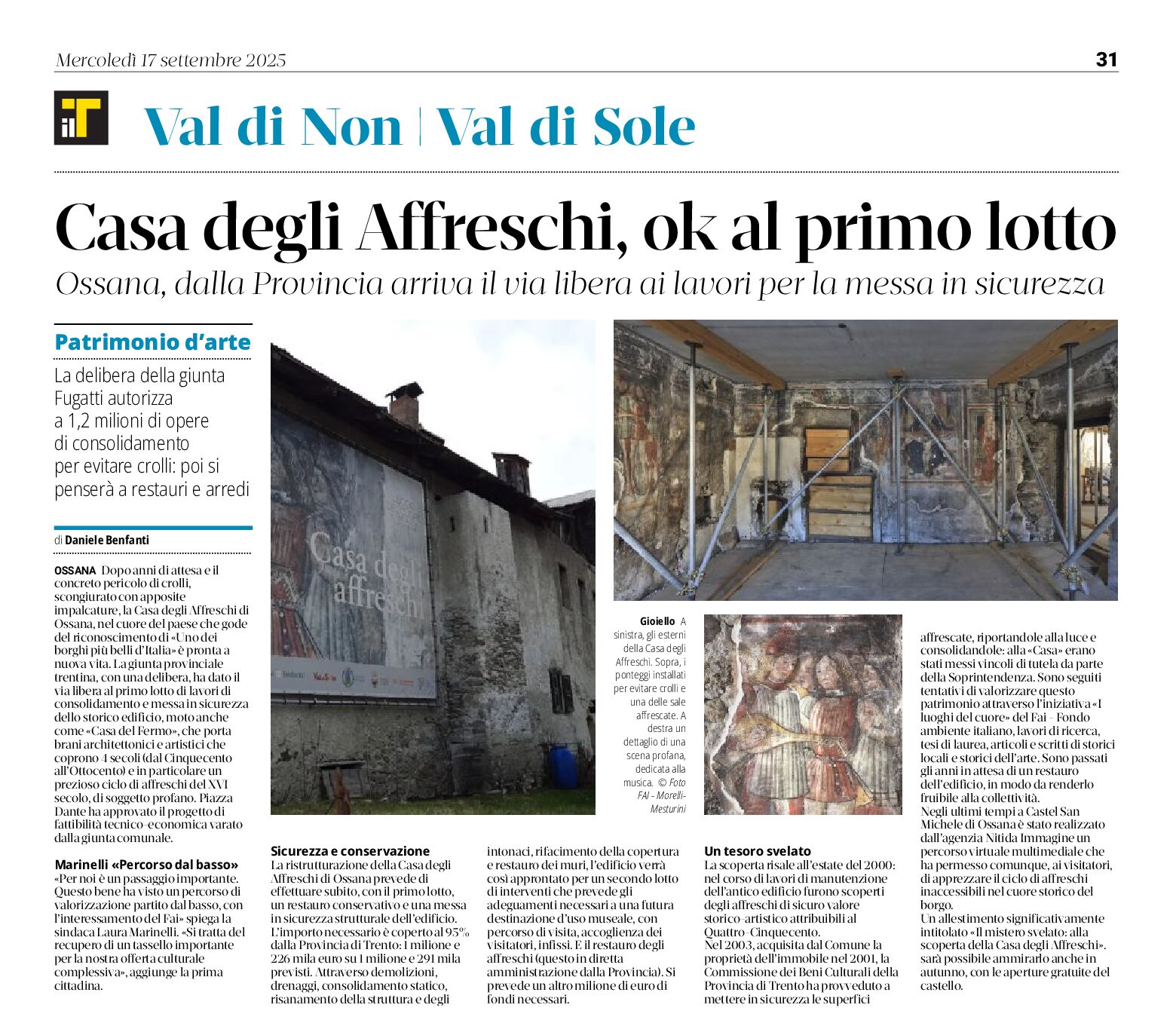 Ossana. Casa degli affreschi: consolidamento e restauri