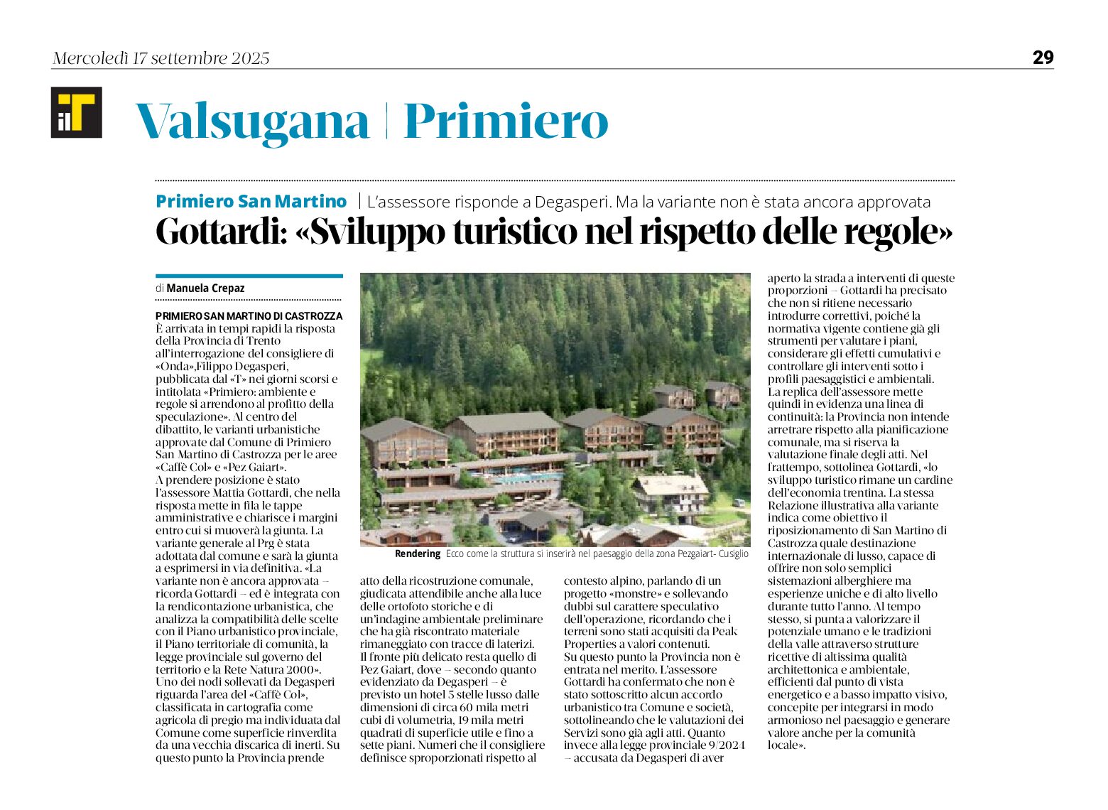Primiero: sviluppo turistico nel rispetto delle regole