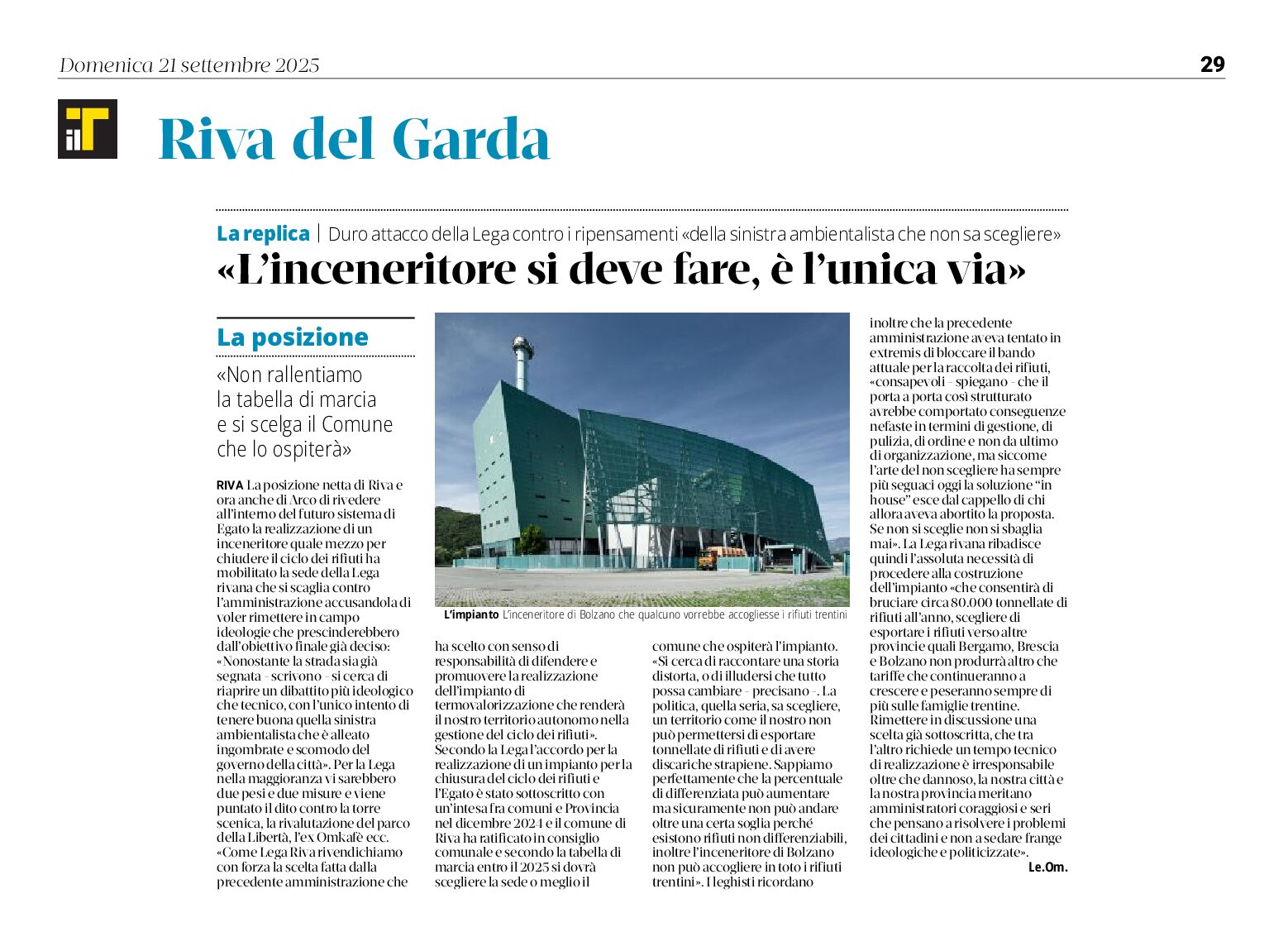 Alto Garda: inceneritore