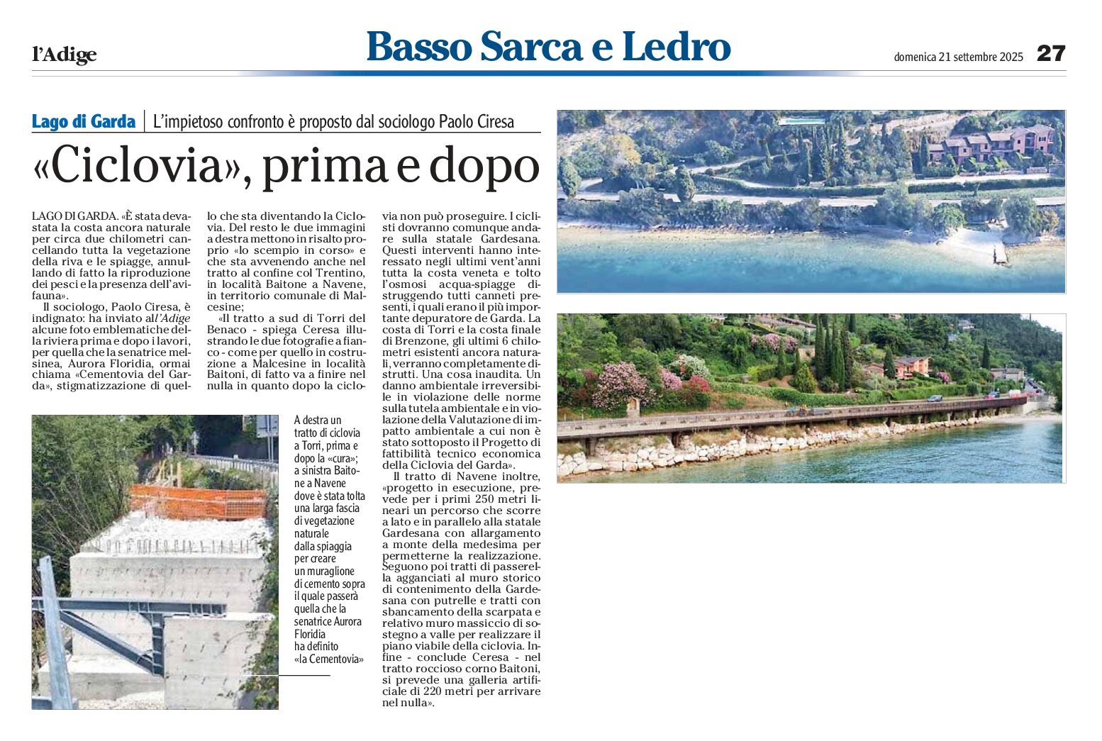 Ciclovia del Garda: prima e dopo