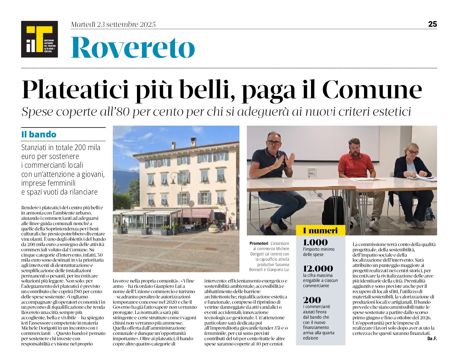 Rovereto: plateatici più belli, paga il Comune