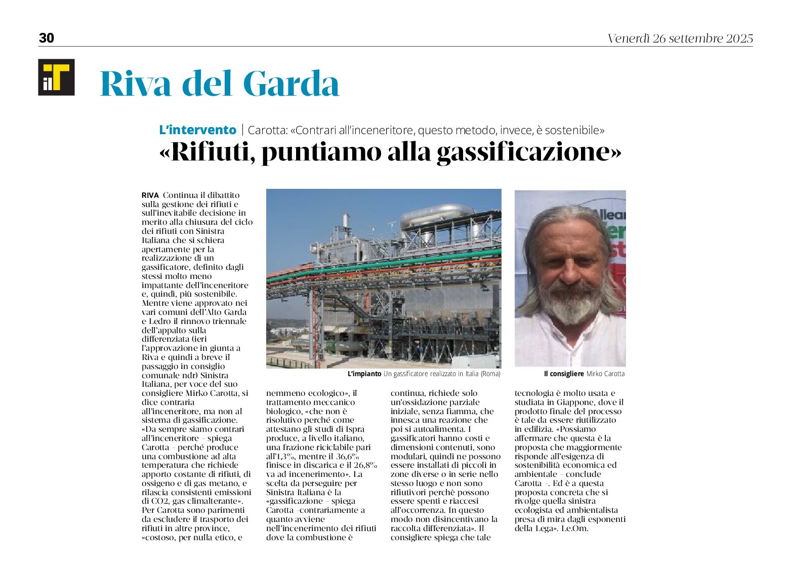 Rifiuti: Riva punta alla gassificazione