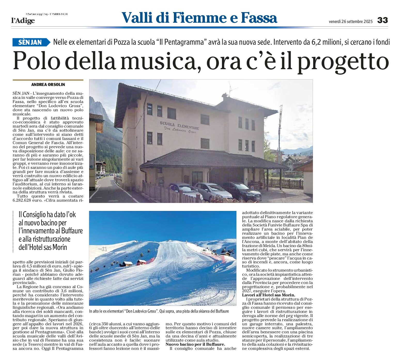 San Giovanni di Fassa, ok al nuovo bacino di innevamento