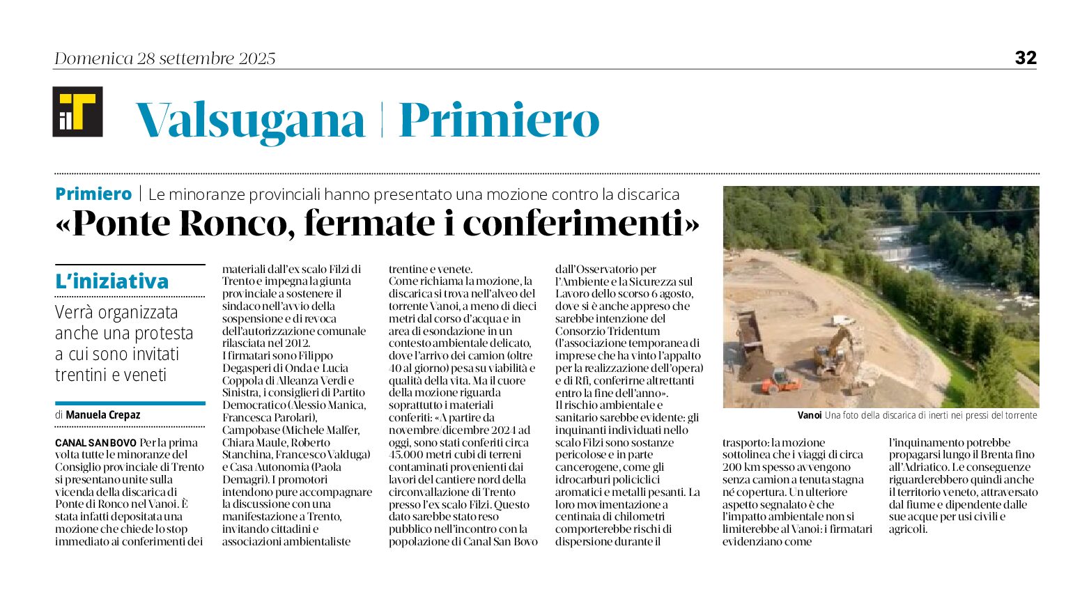 Discarica di Ponte Ronco: fermate i conferimenti