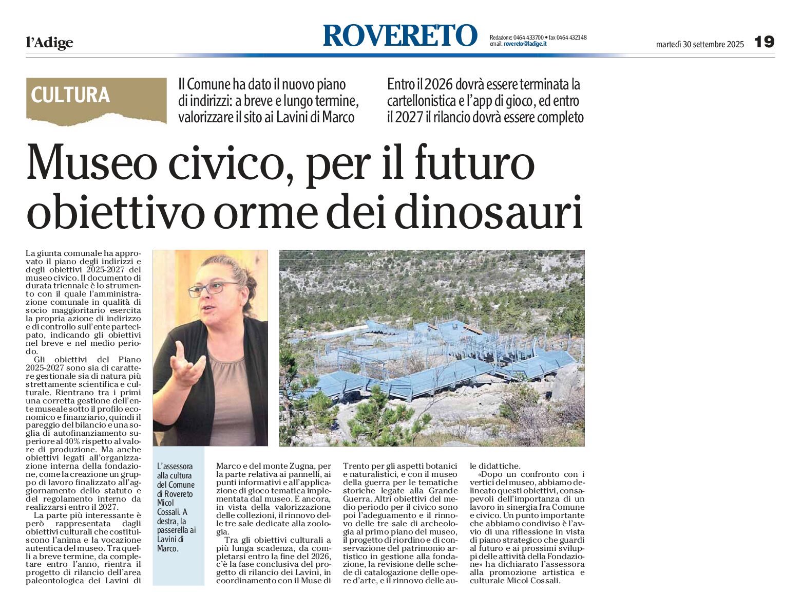 Rovereto: rilancio del sito le Orme dei dinosauri