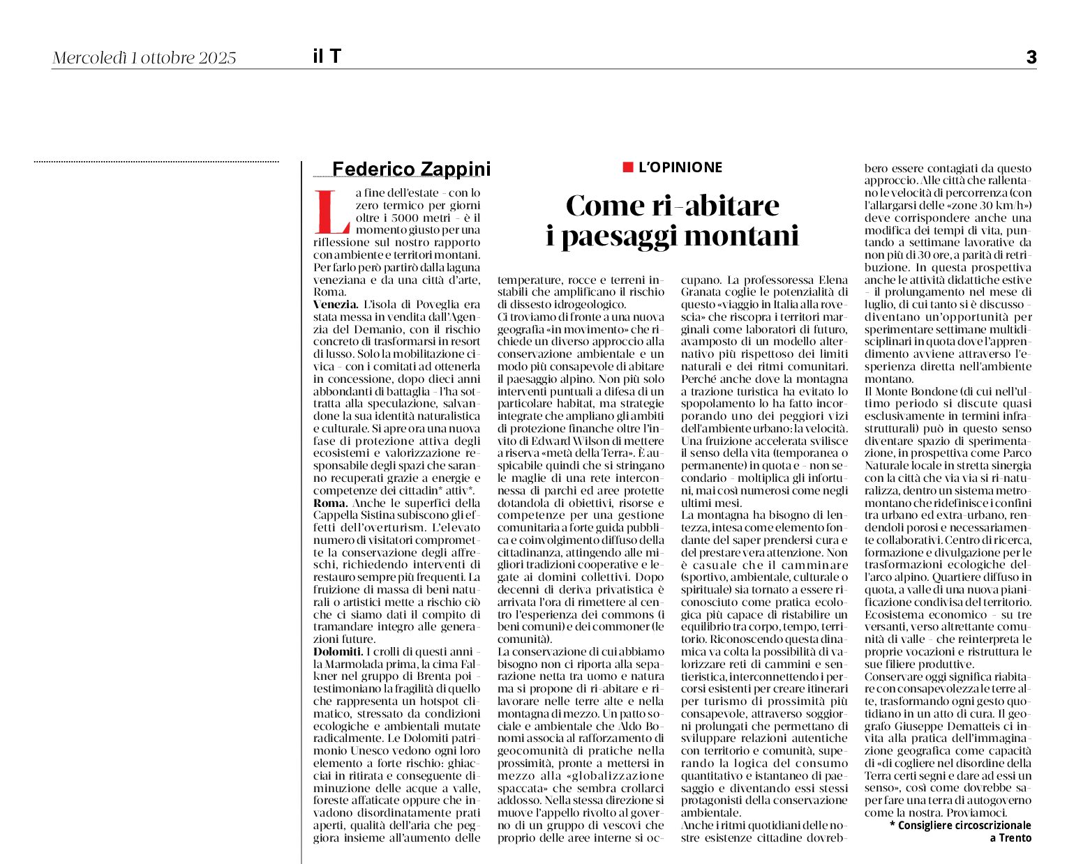 Opinioni: come riabitare i paesaggi montani
