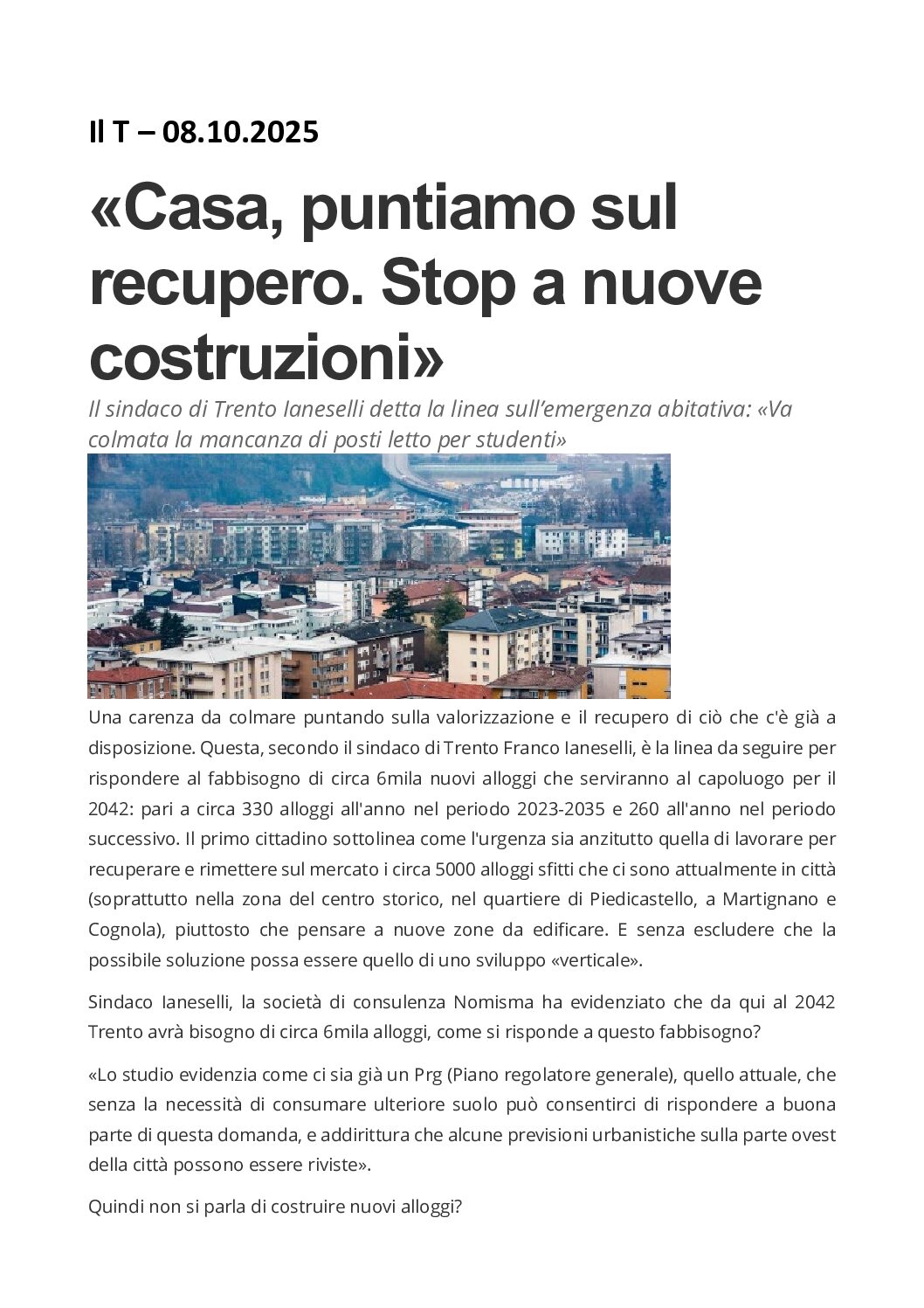 Necessità casa: puntiamo sul recupero