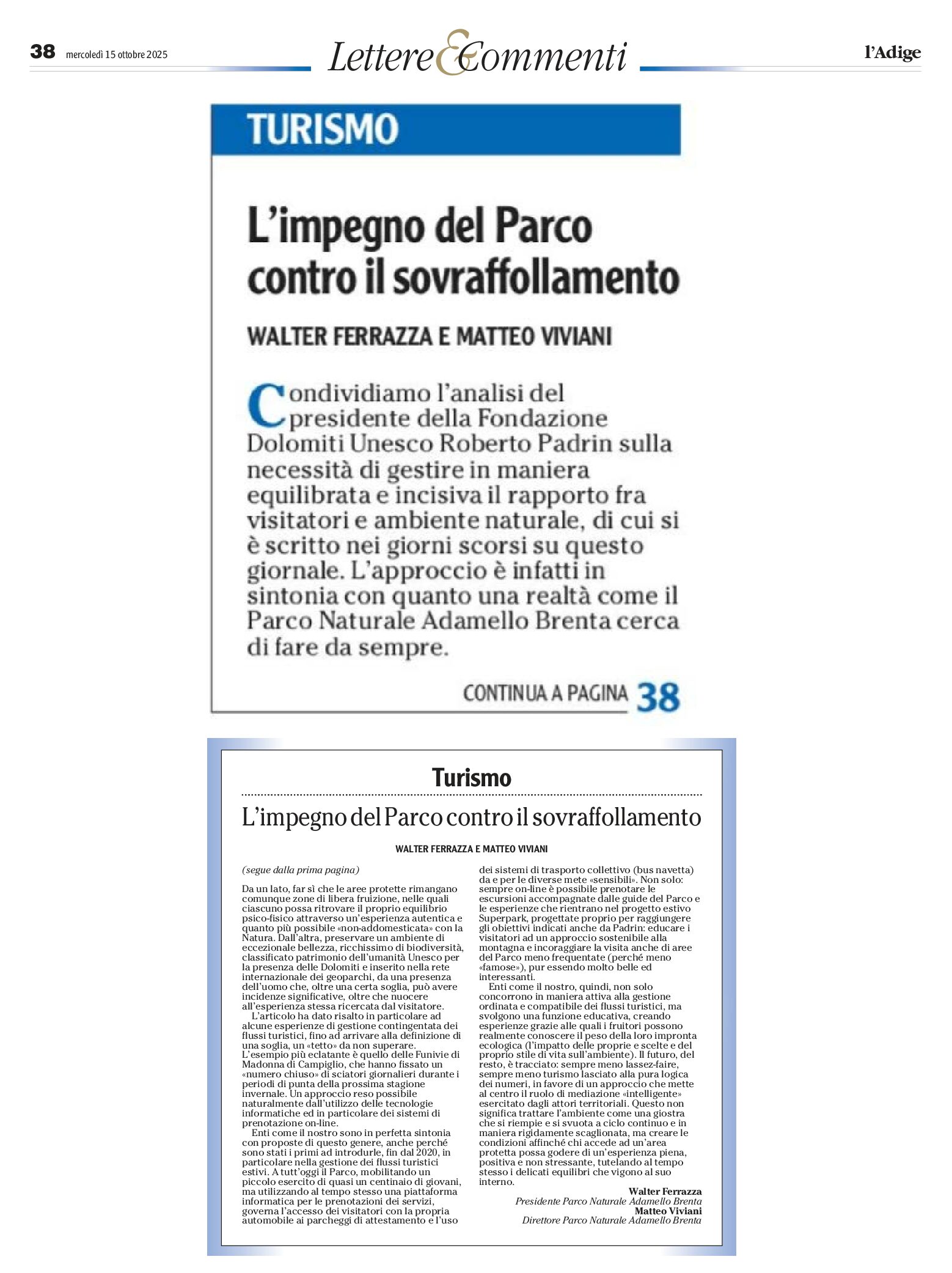 L’impegno del parco Adamello-Brenta contro il sovraffollamento