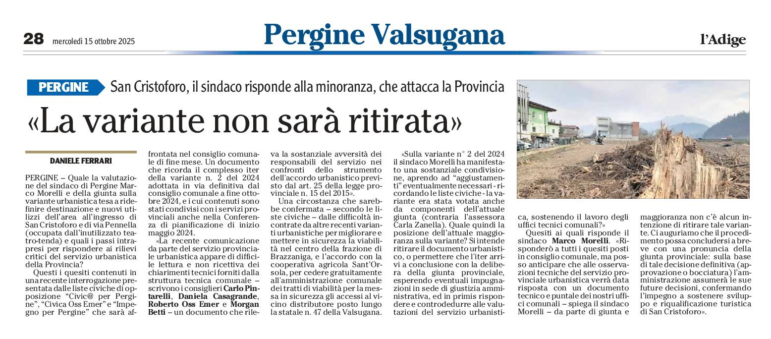 San Cristoforo: La variante non sarà ritirata