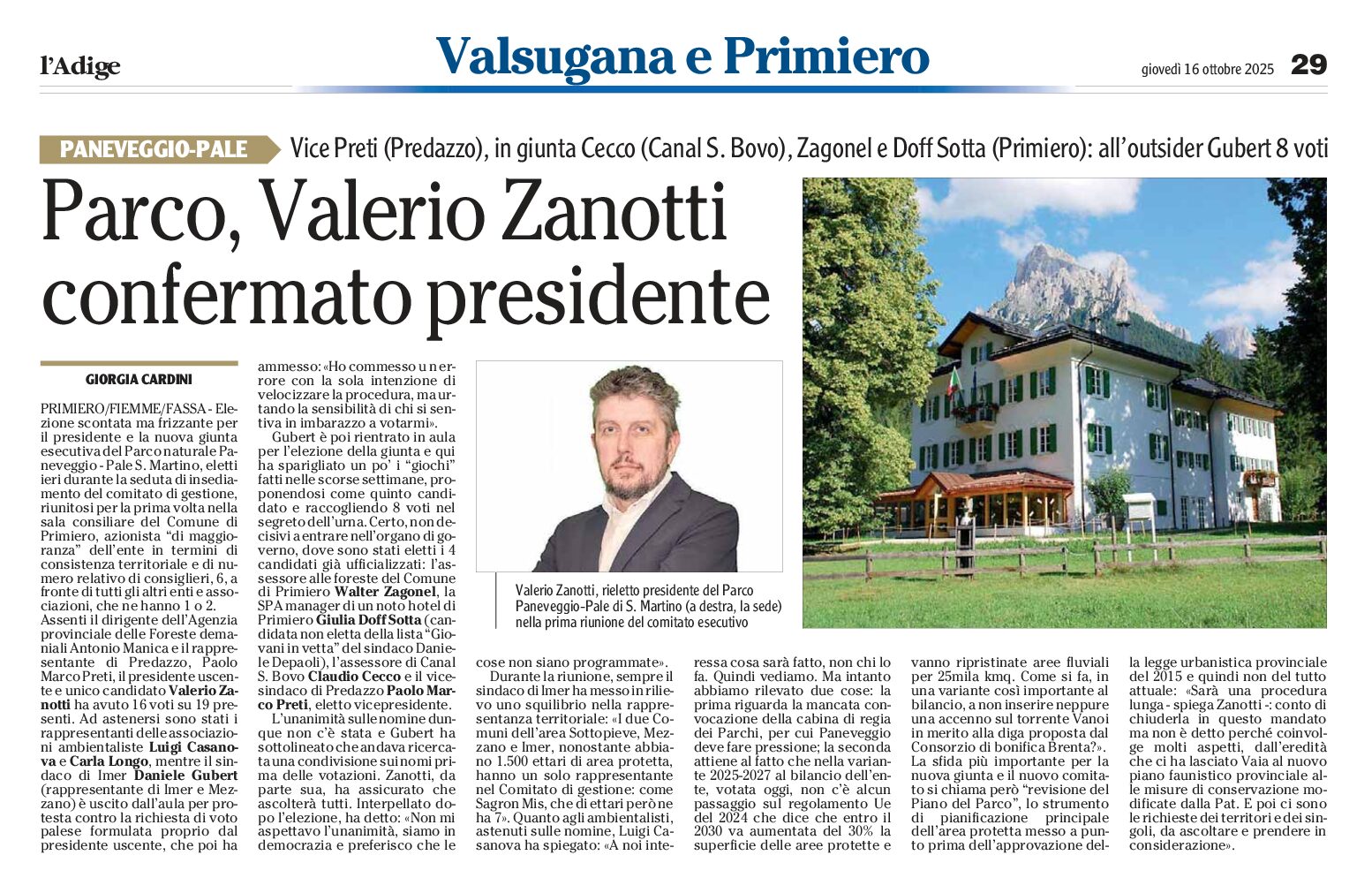 Parco di Paneveggio: nomine