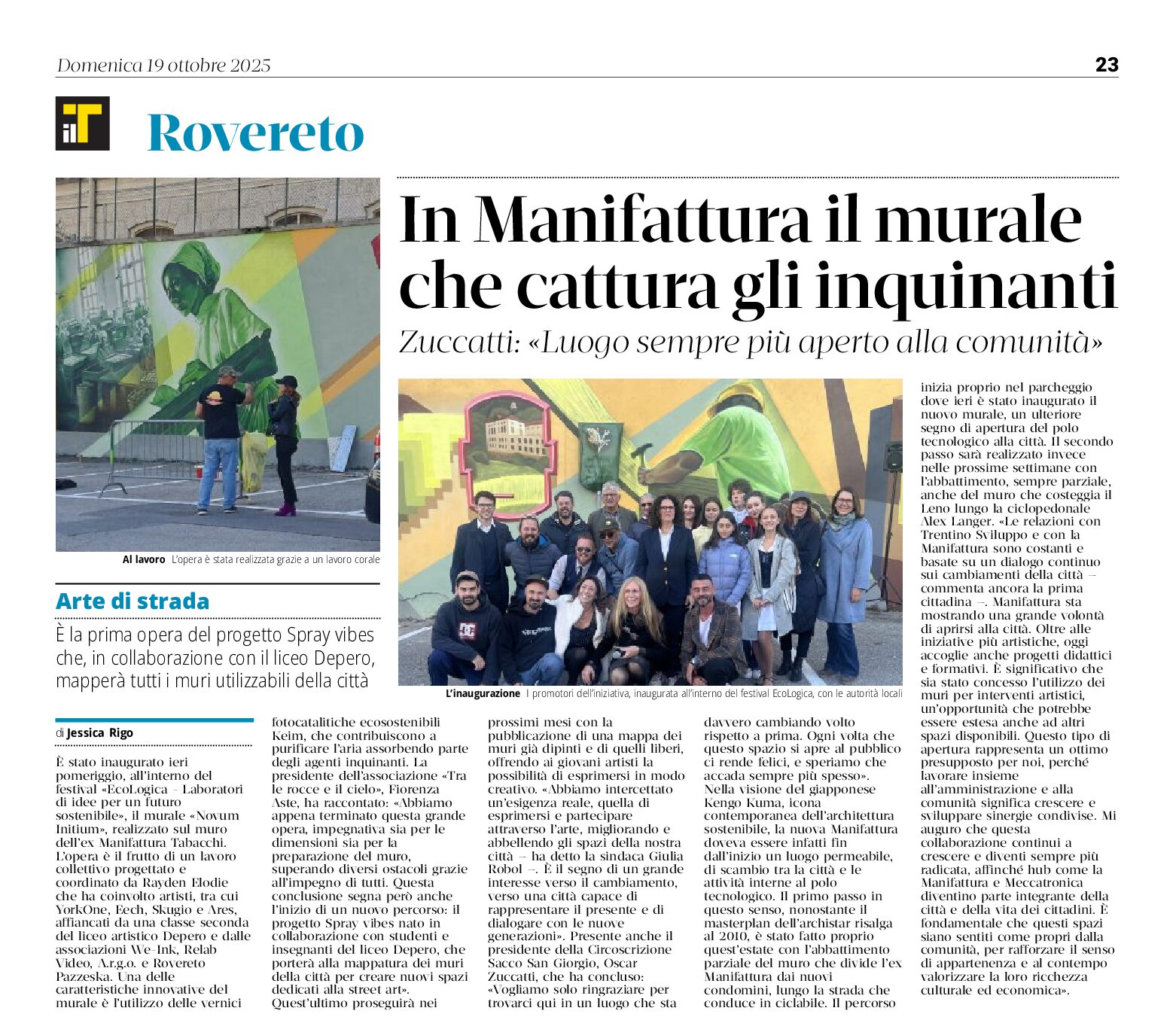 Rovereto: murale cattura-inquinanti