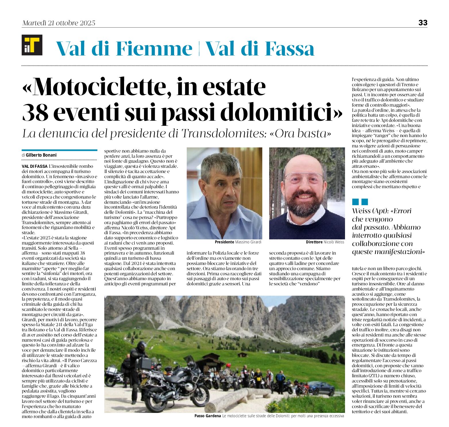 Motociclete sui passi dolomitici
