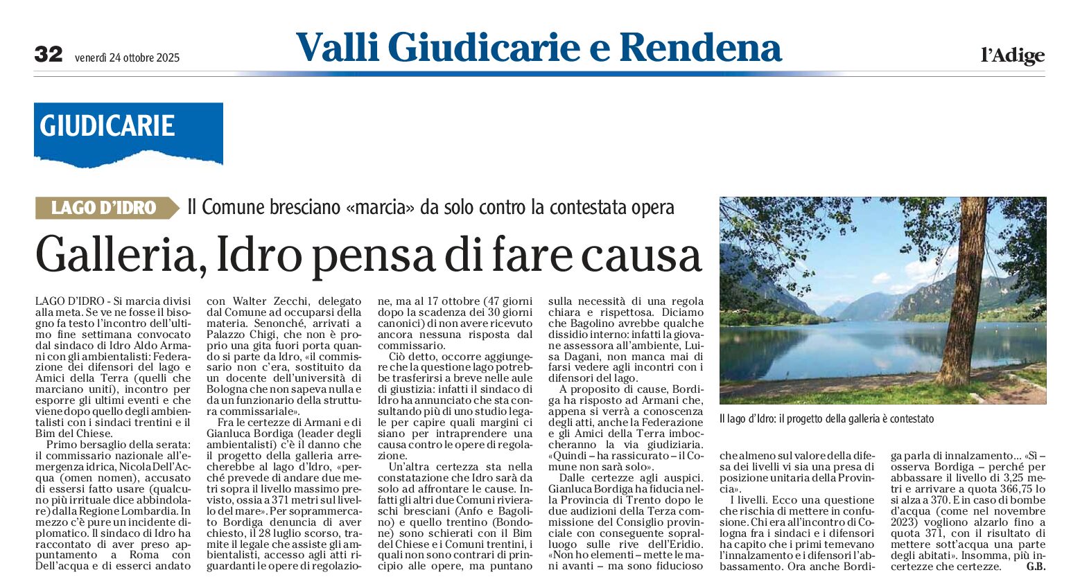 Lago d’Idro: Idro pensa a fare causa