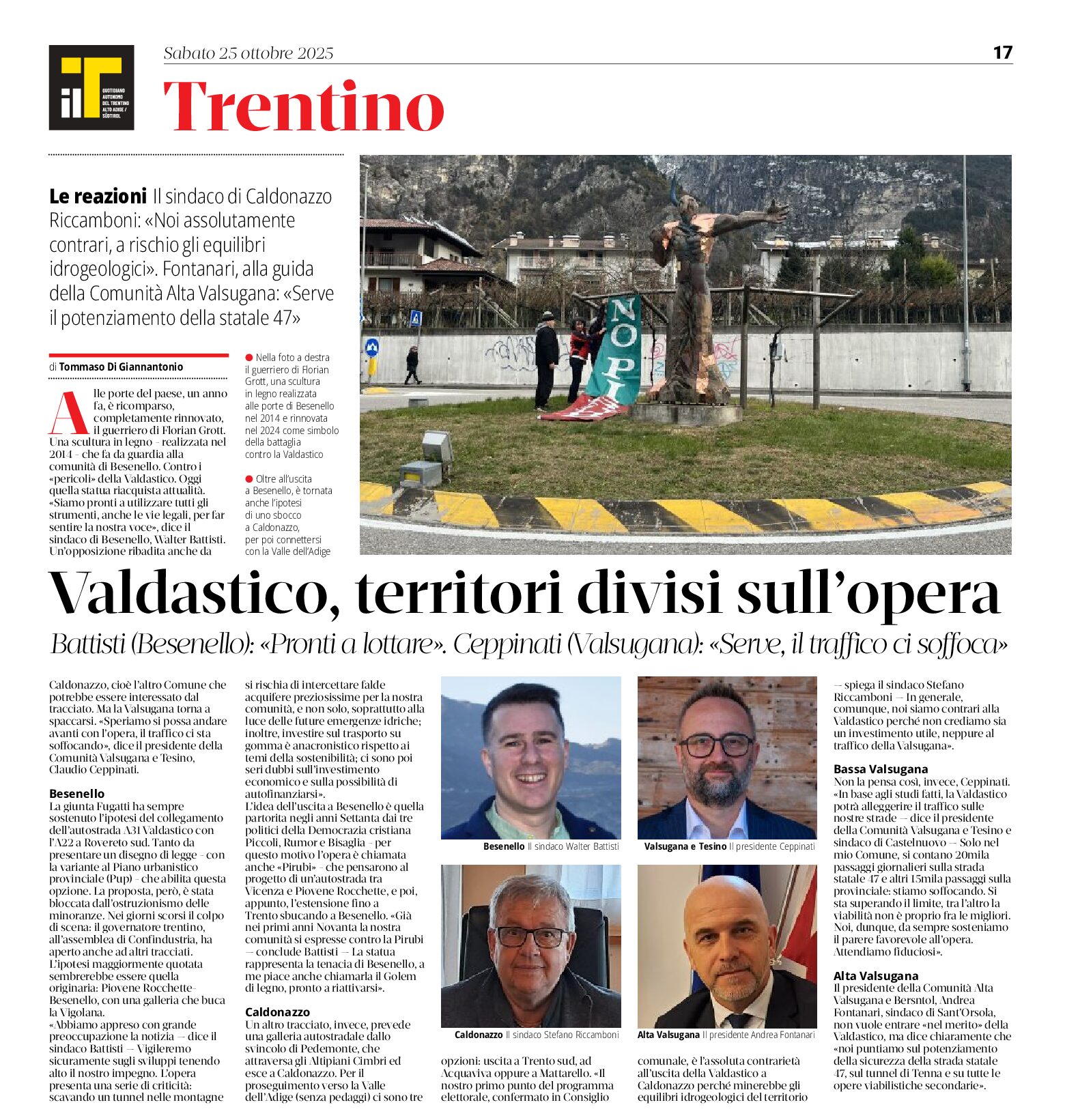 Valdastico: territori divisi sull’opera