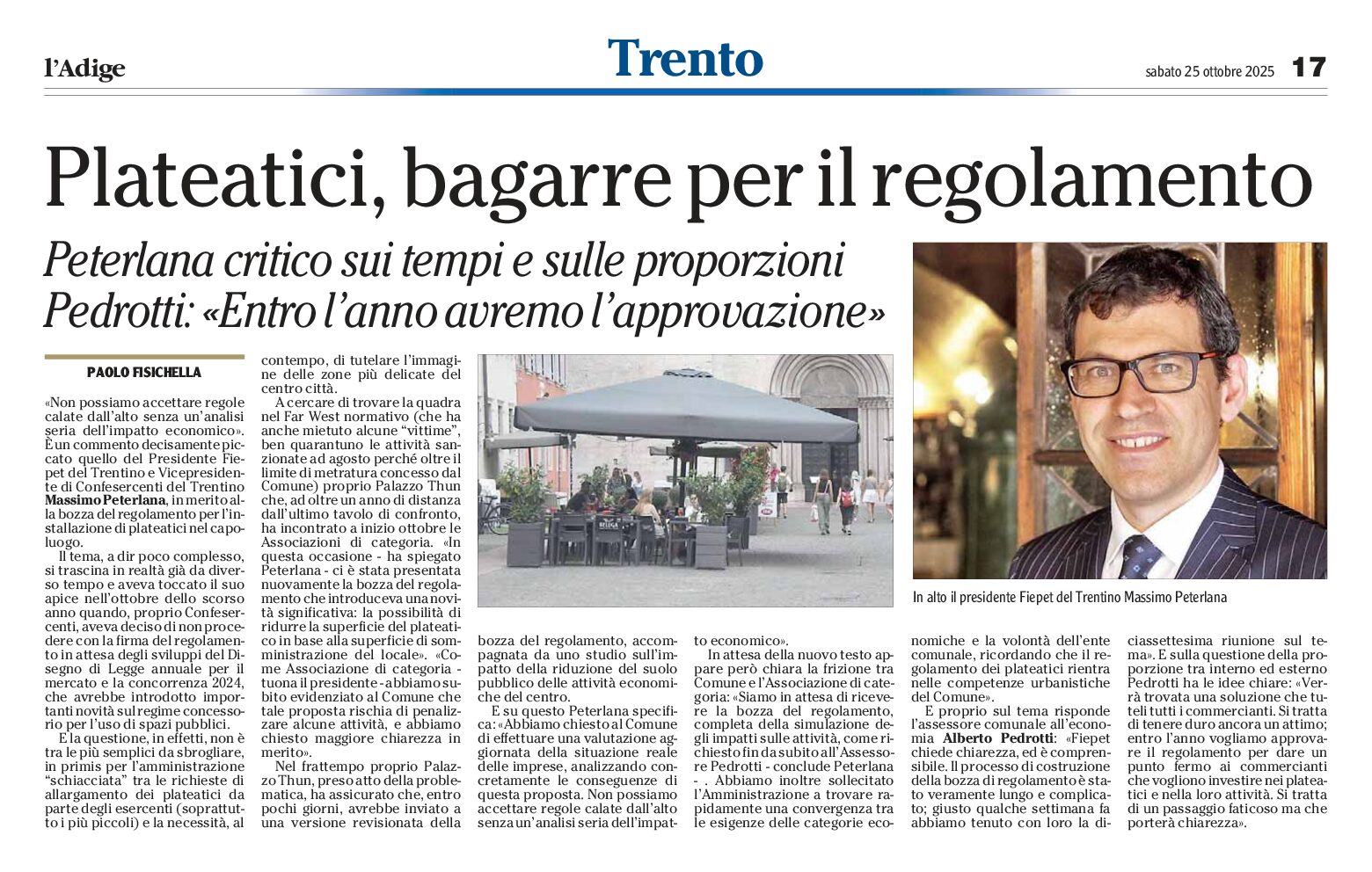 Plateatici: barre per il regolamento -Confesercenti