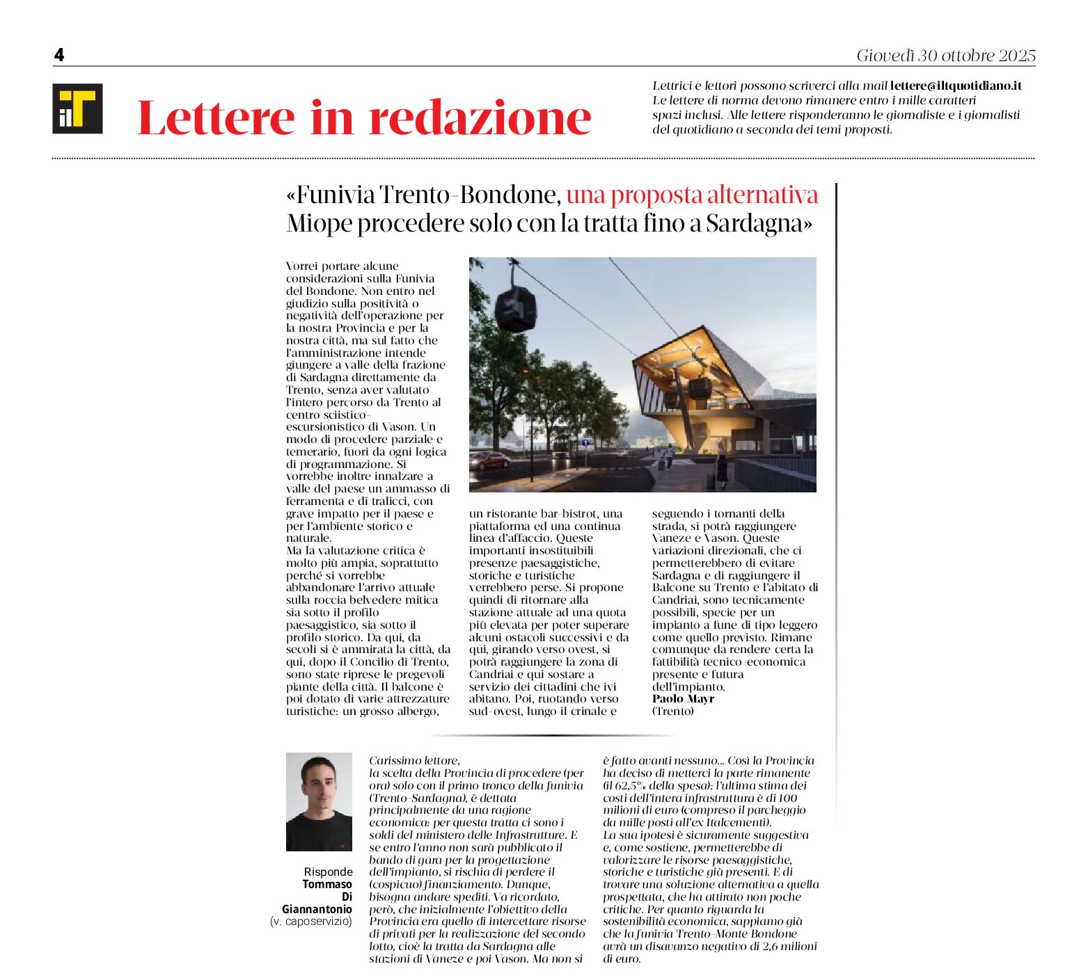 Mayr. Funivia del Bondone, proposta alternativa