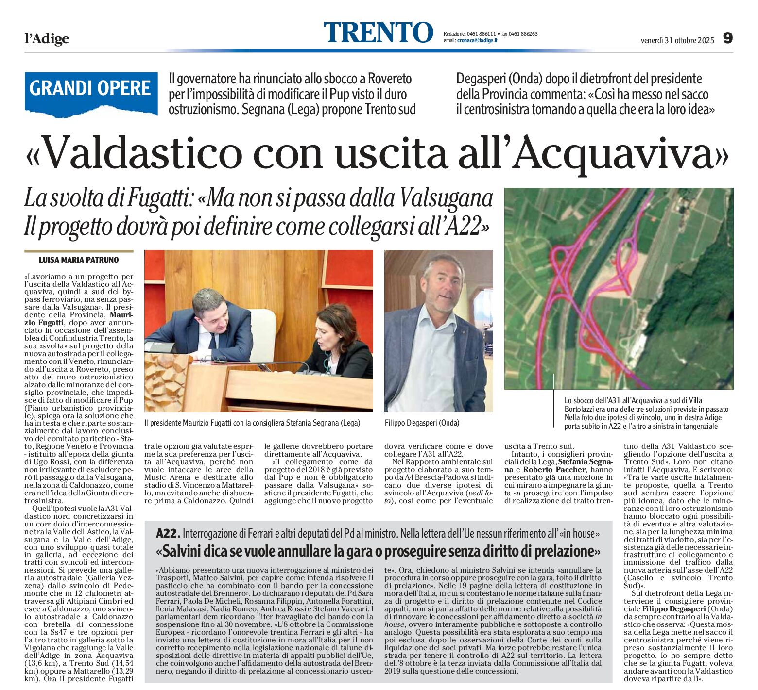 Valdastico: si valutano le uscite