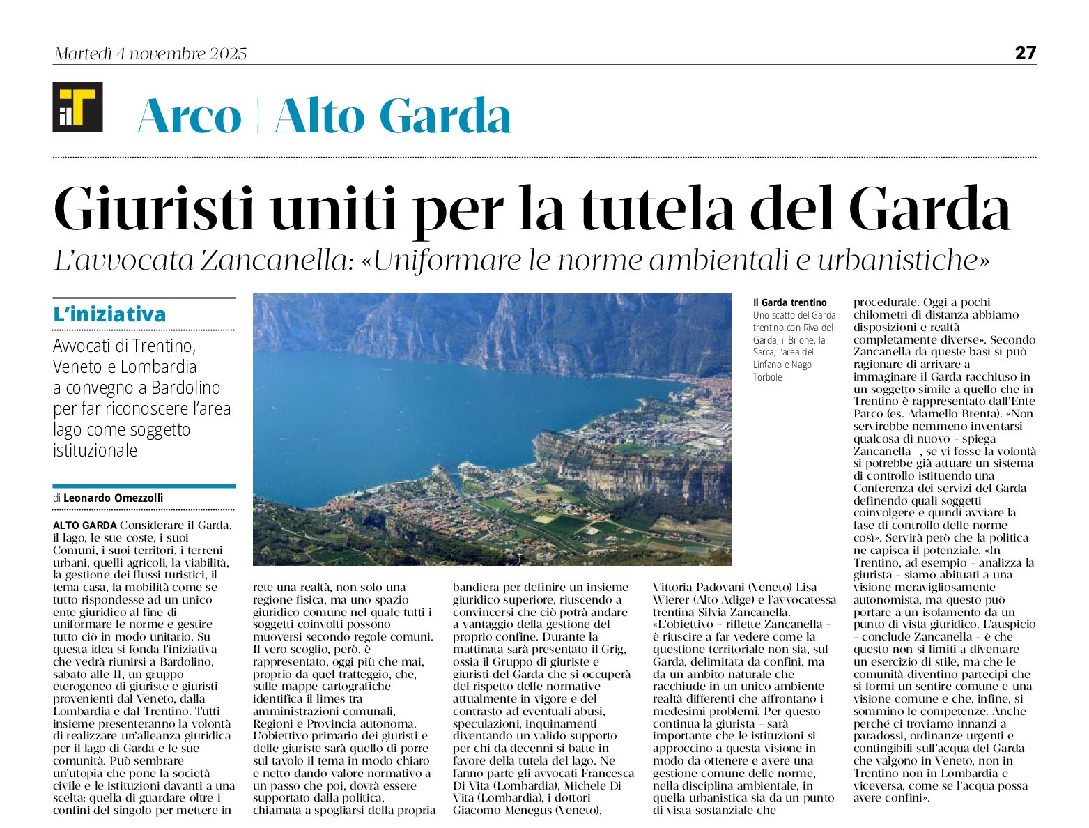 Giuristi uniti per la tutela del Garda