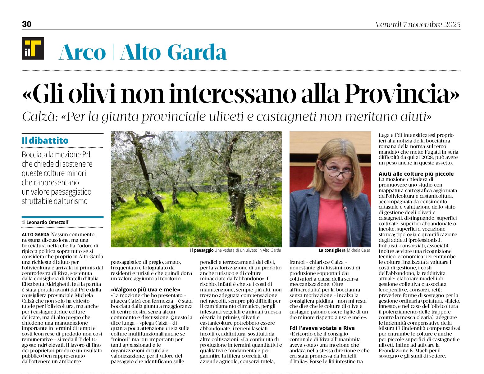 Alto Garda: Uliveti e castagneti non interessano la Pat