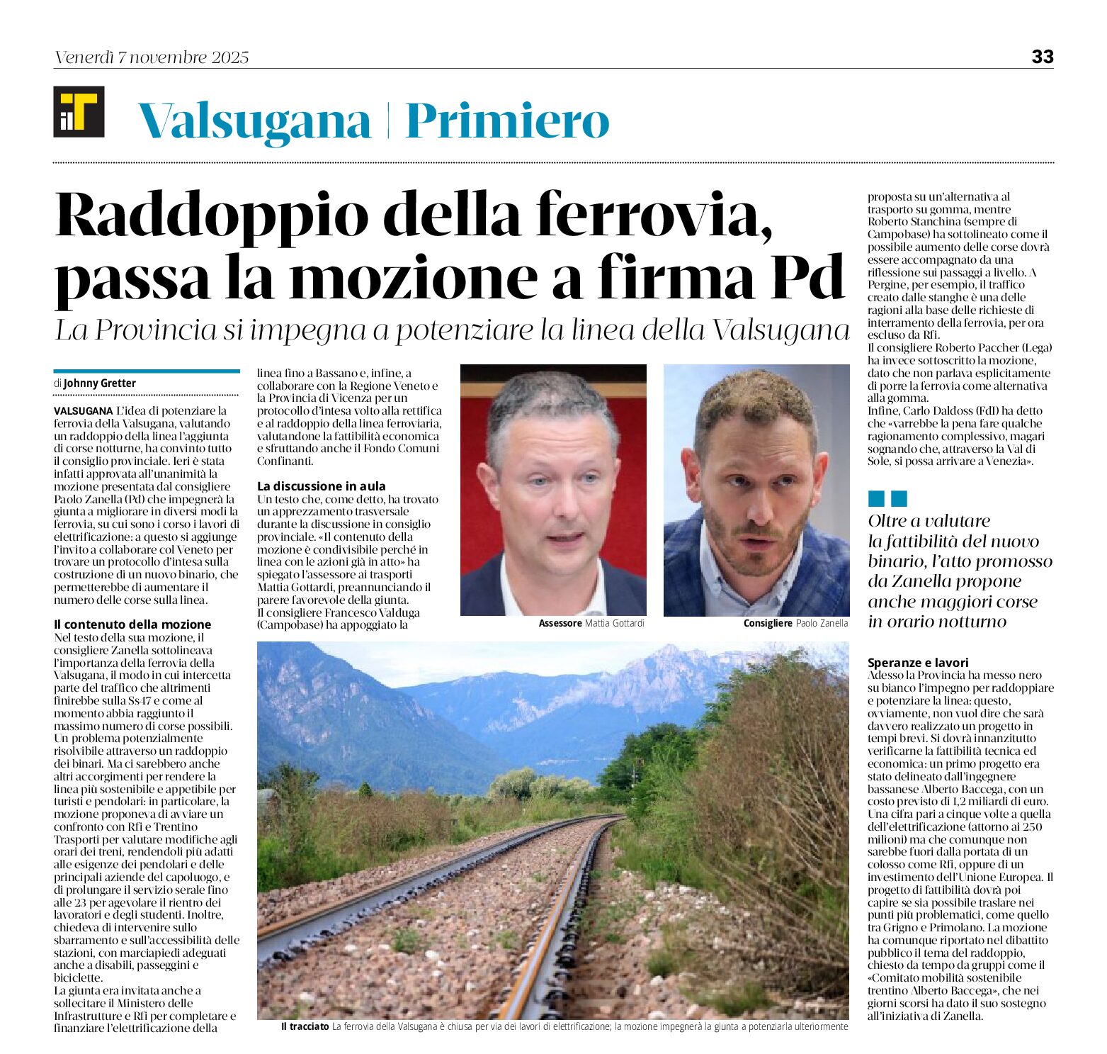 Valsugana: raddoppio della ferrovia