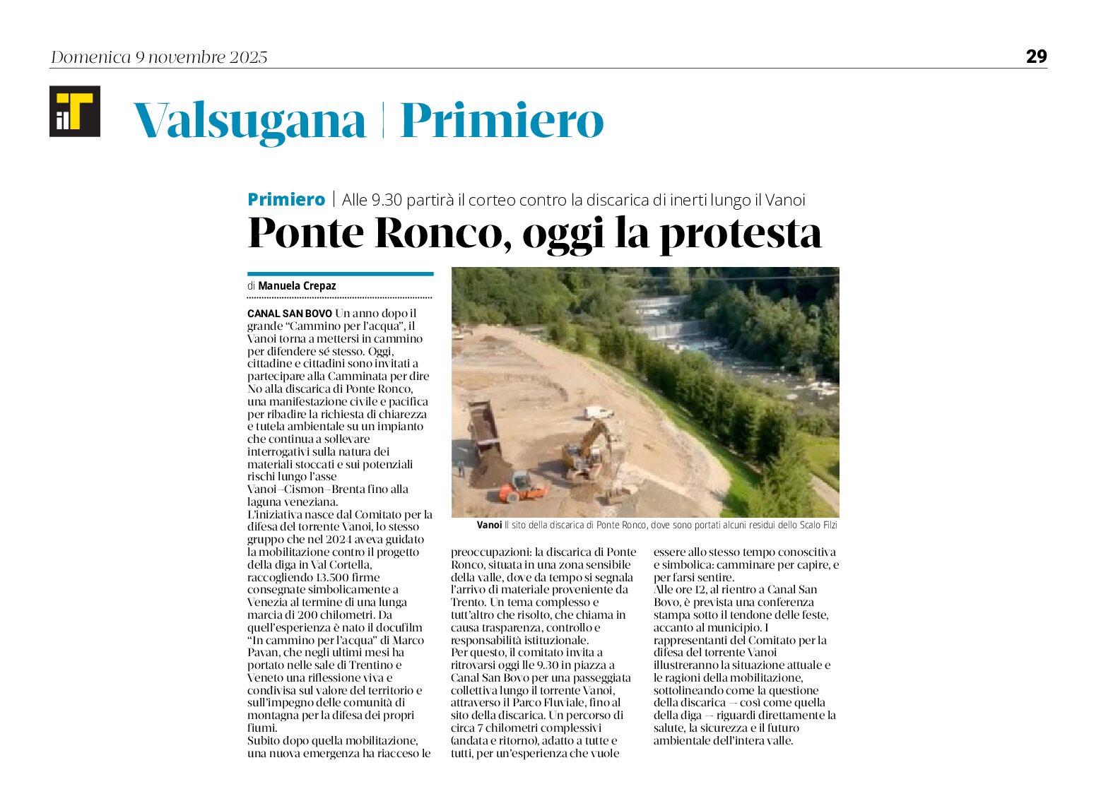 Manifestazione contro la discarica del Vanoi