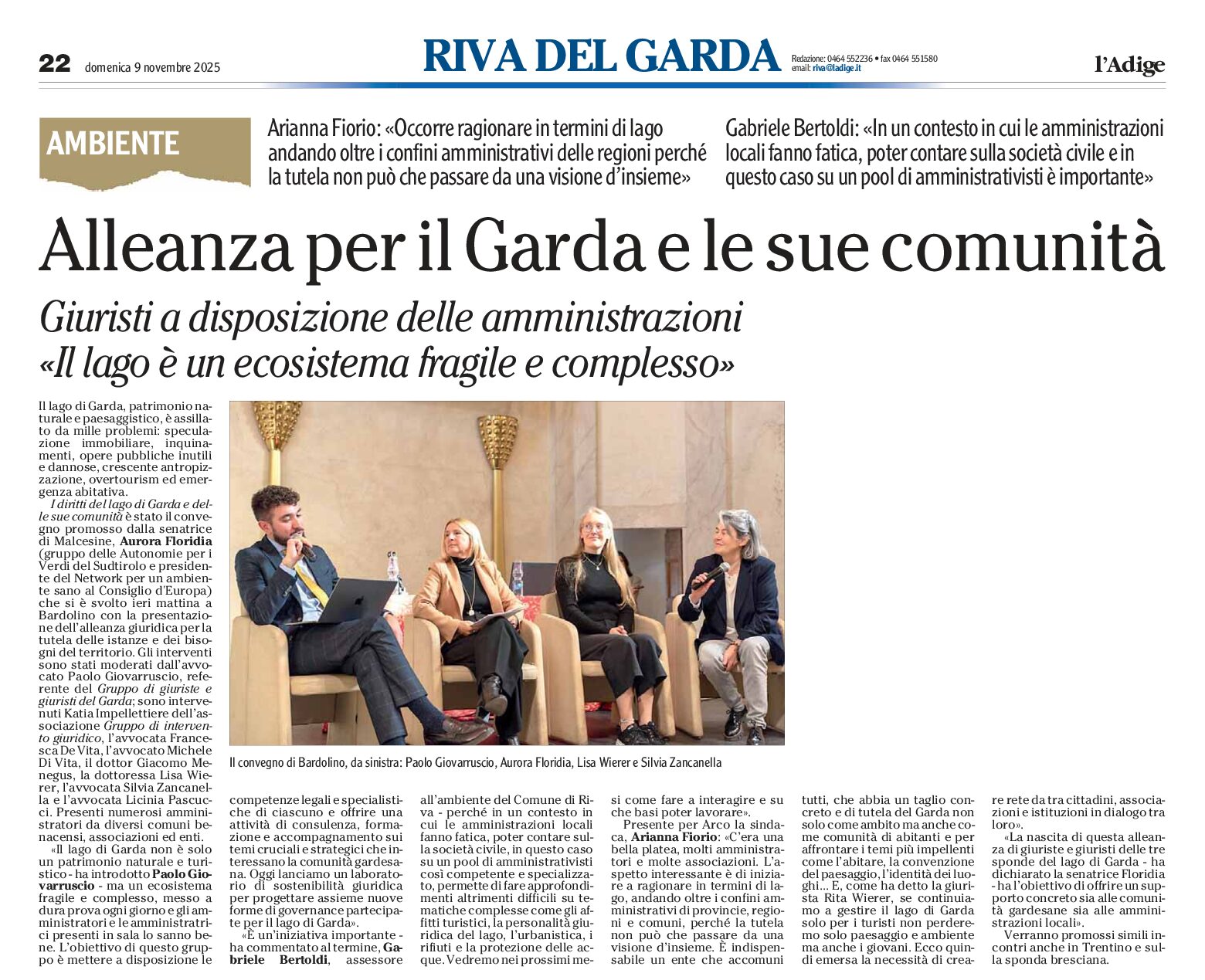 Lago di Garda: progetto personalità giuridica