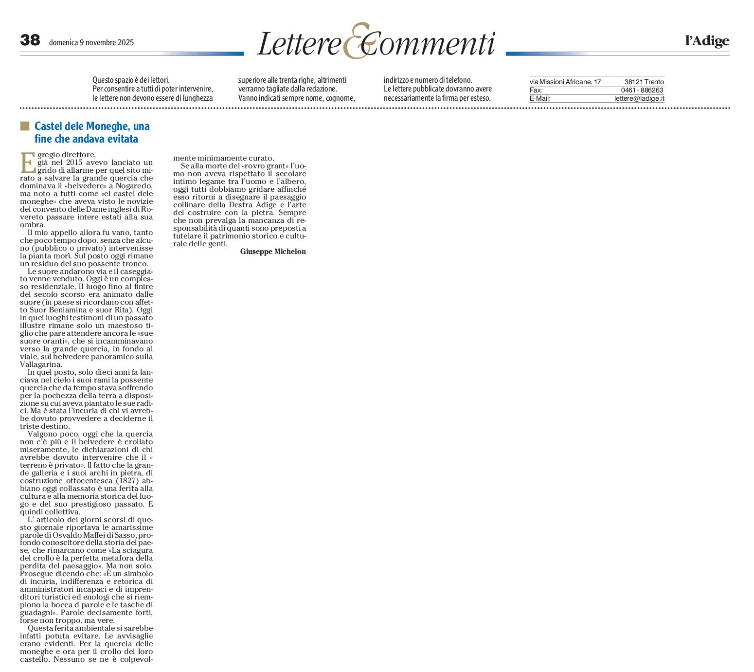 Nogaredo: il crollo del Castel delle Moneghe