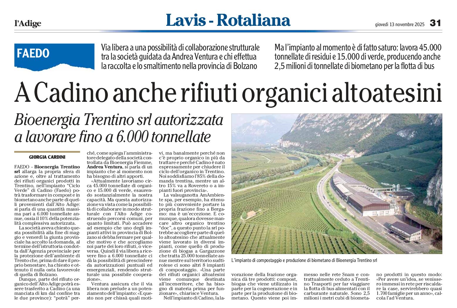 Faedo: rifiuti anche dall’Alto Adige