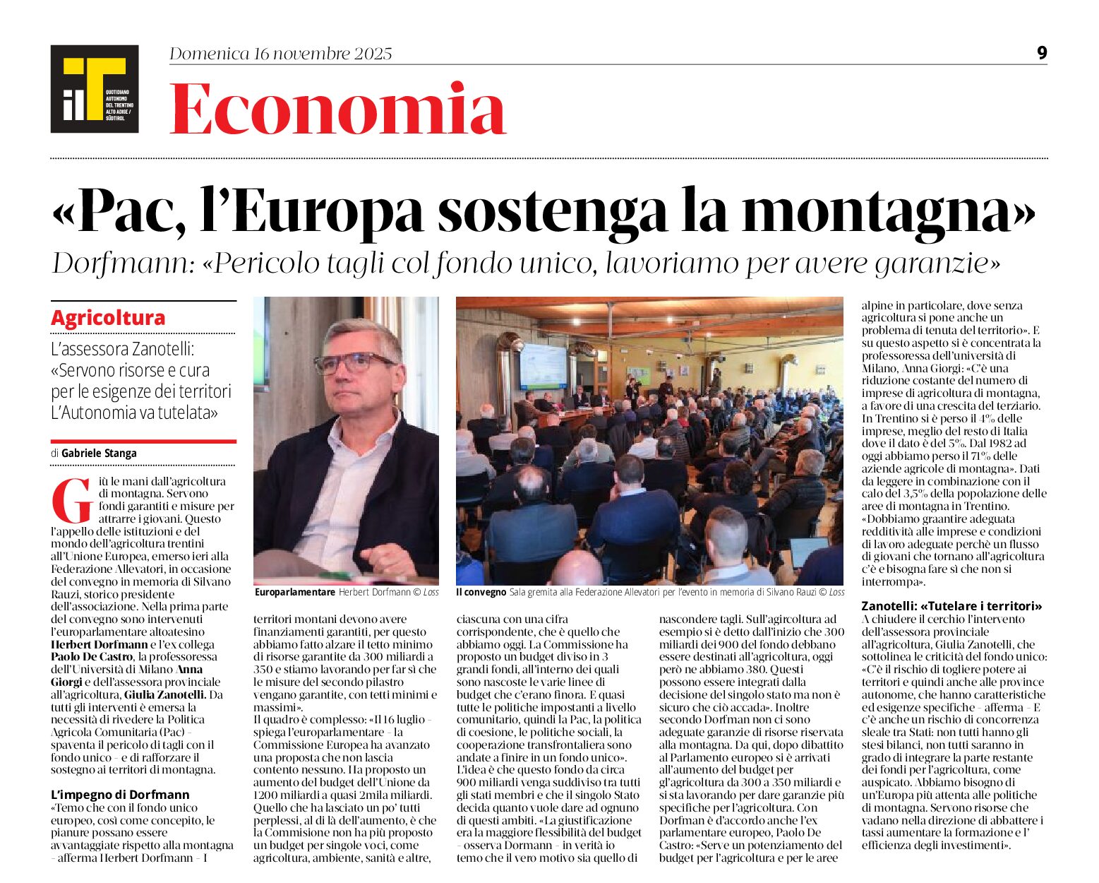 Pac; l’Europa sostenga la montagna
