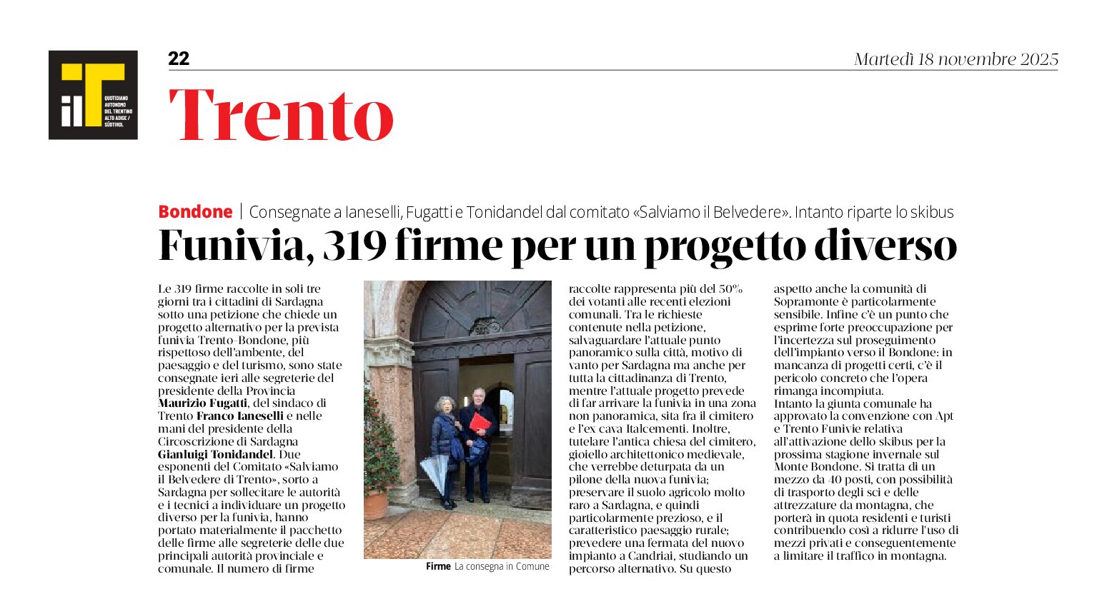 Funivia del Bondone: 319 firme per un progetto diverso