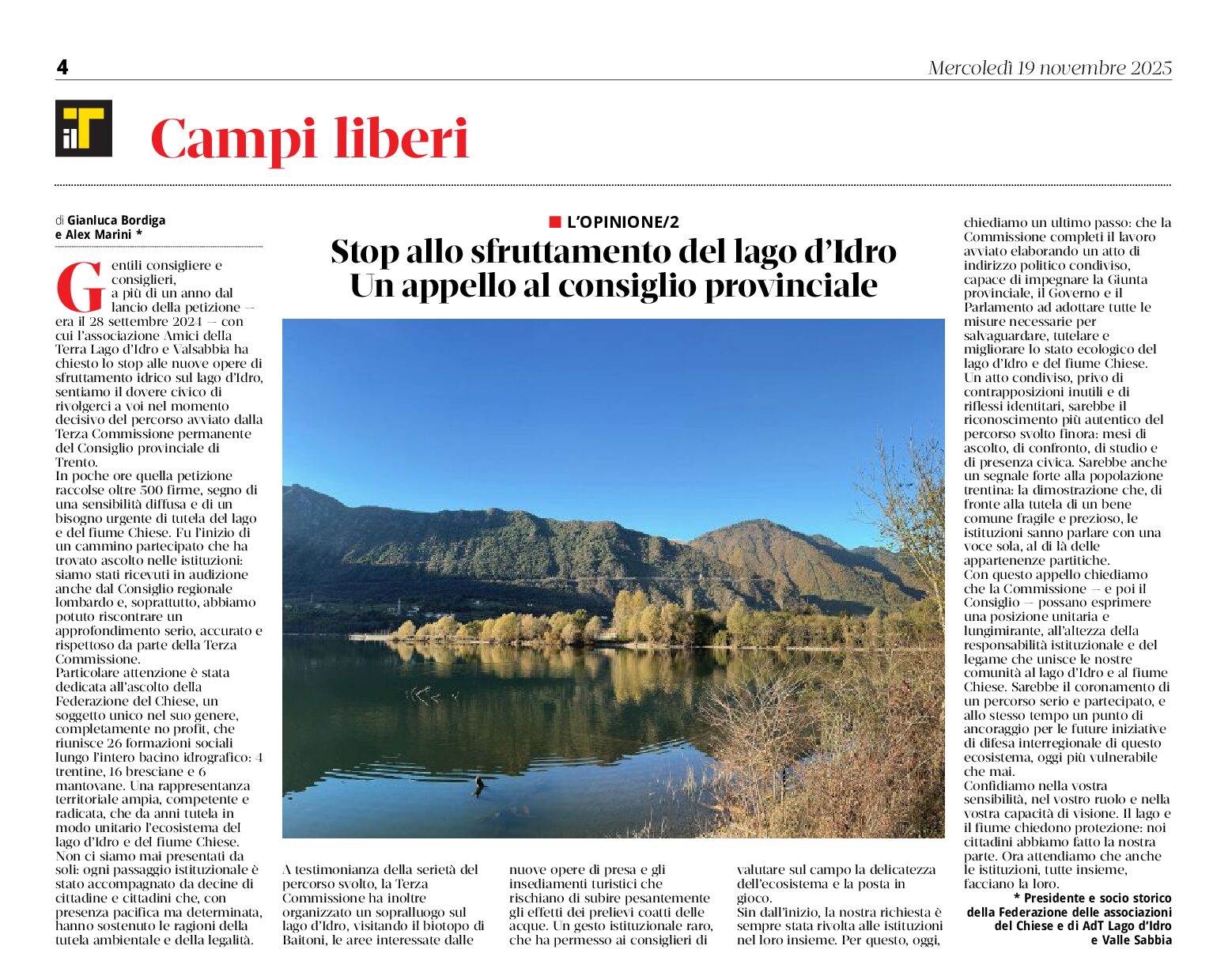 Stop allo sfruttamento del lago di Idro