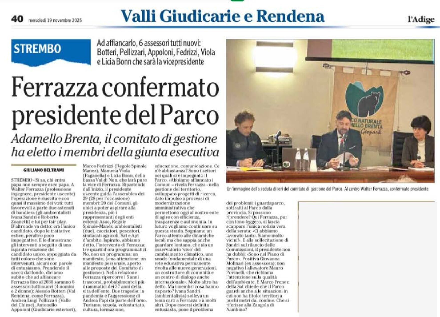 Nomine Parco Adamello-Brenta