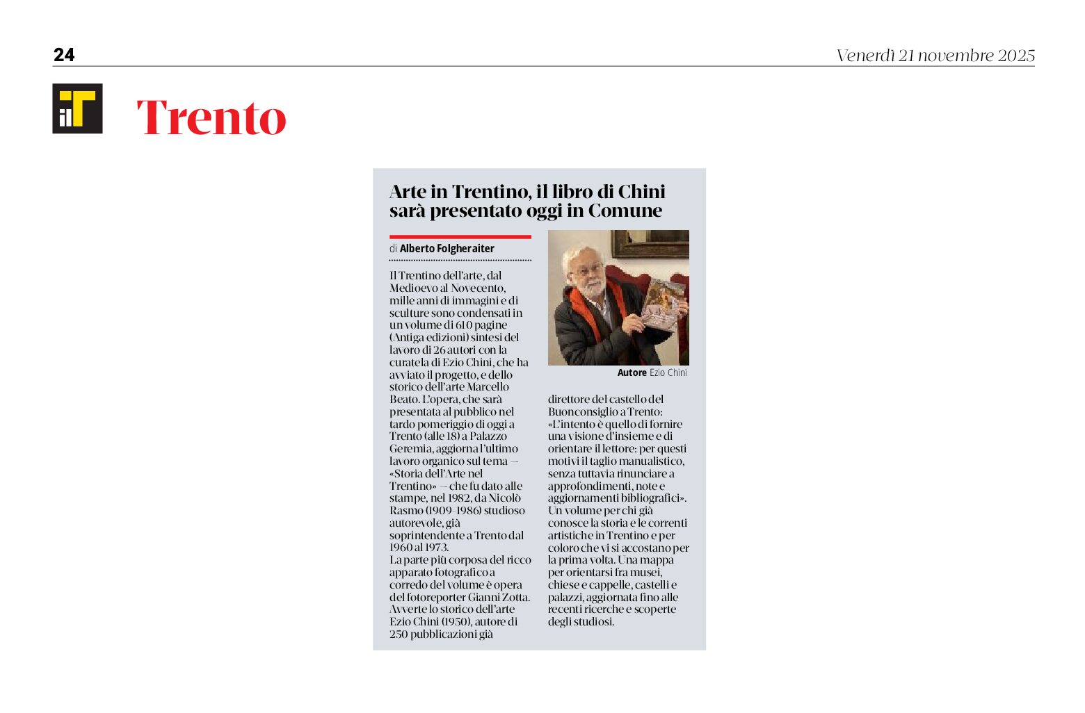 Libro di Ezio Chini: Arte in Trentino