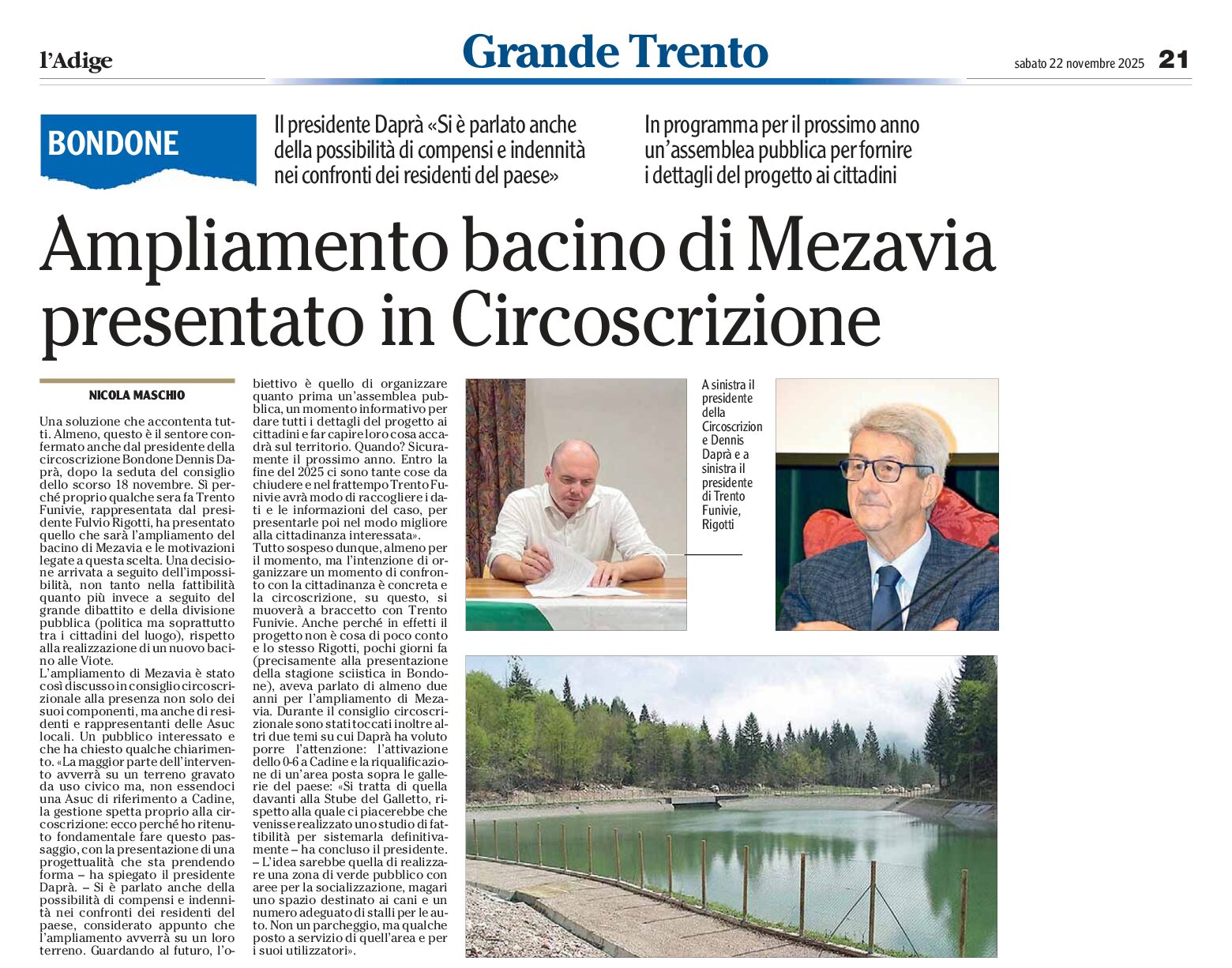 Bondone: ampliamento del bacino di Mezzavia