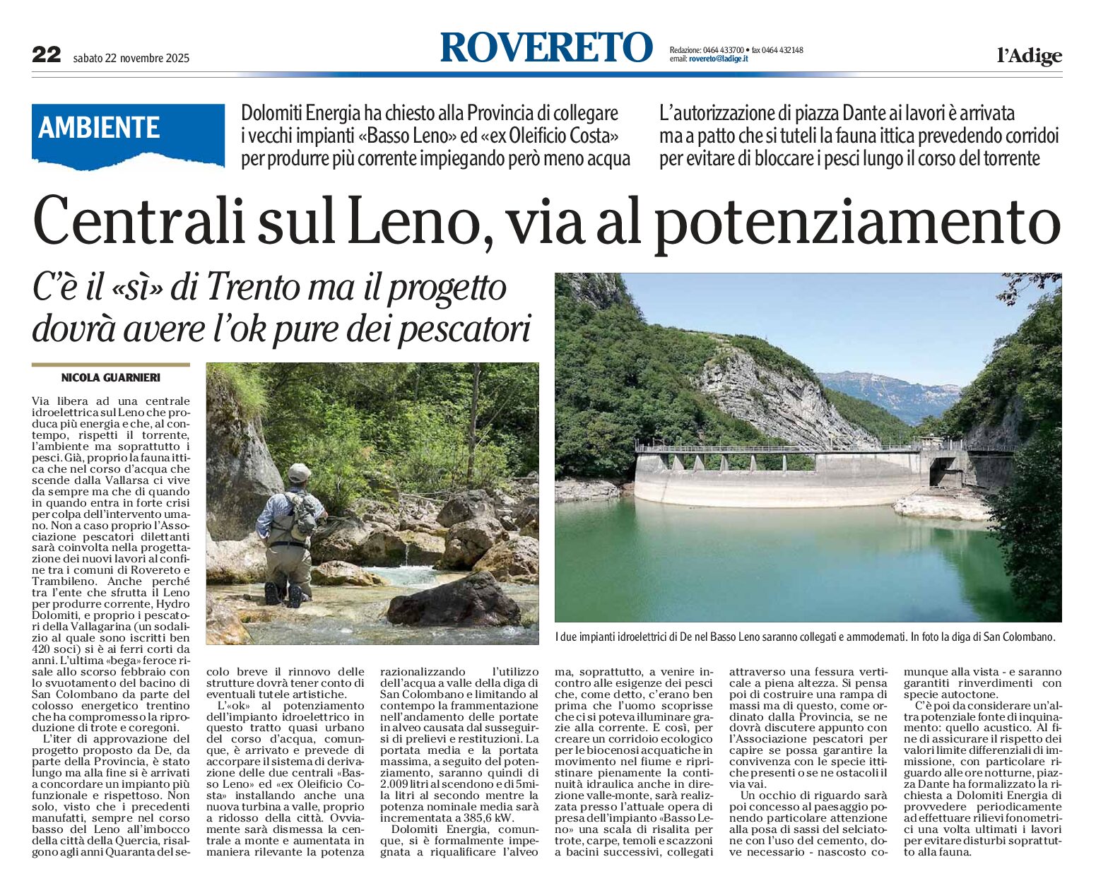 Rovereto: potenziamento centrali sul Leno