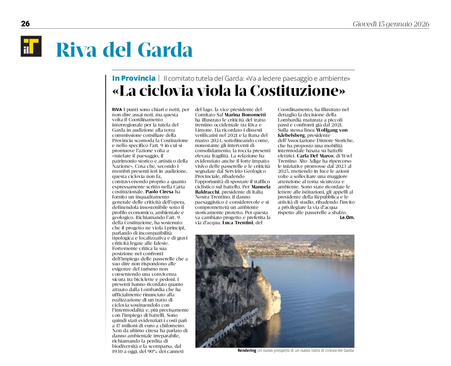 La ciclovia del Garda viola la Costituzione