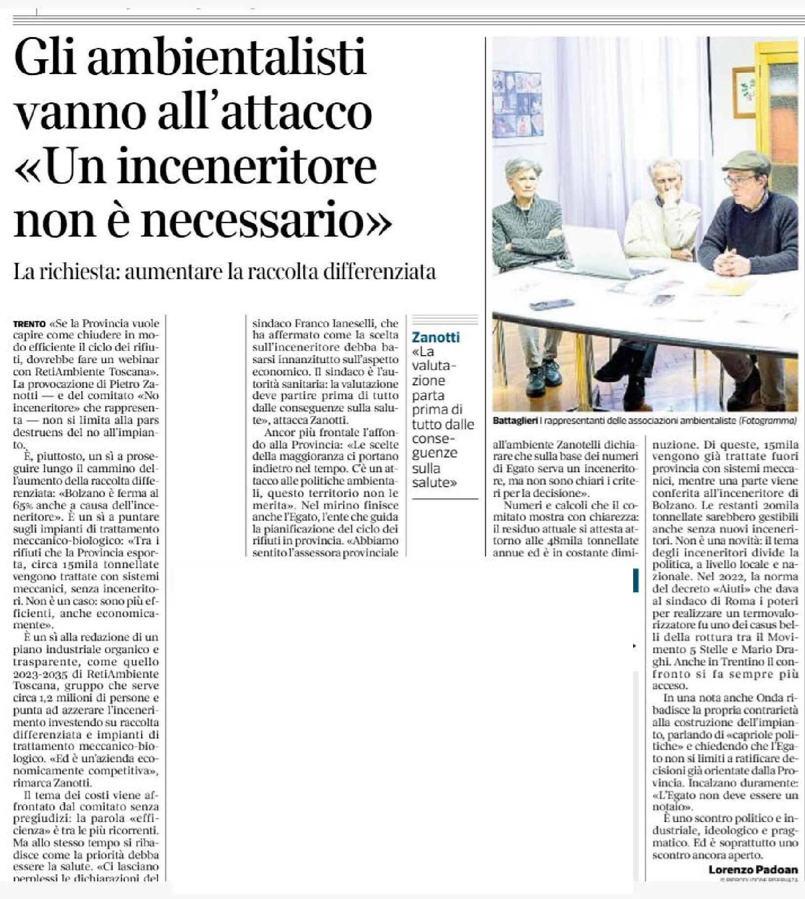 Ambientalisti contro l’inceneritore